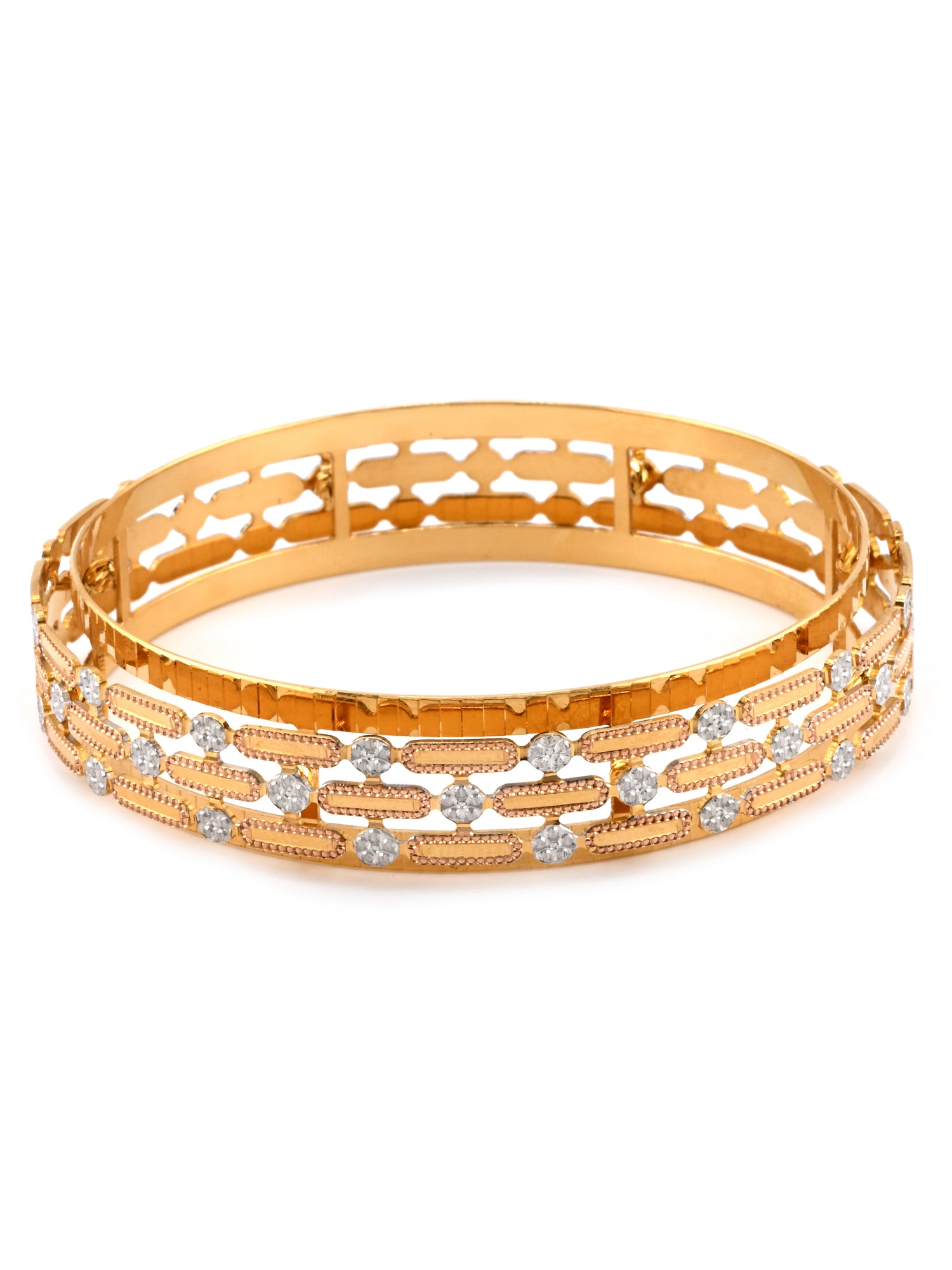 Premium 22ct Gold Three Tone Pair Bangles