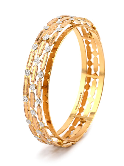 Premium 22ct Gold Three Tone Pair Bangles