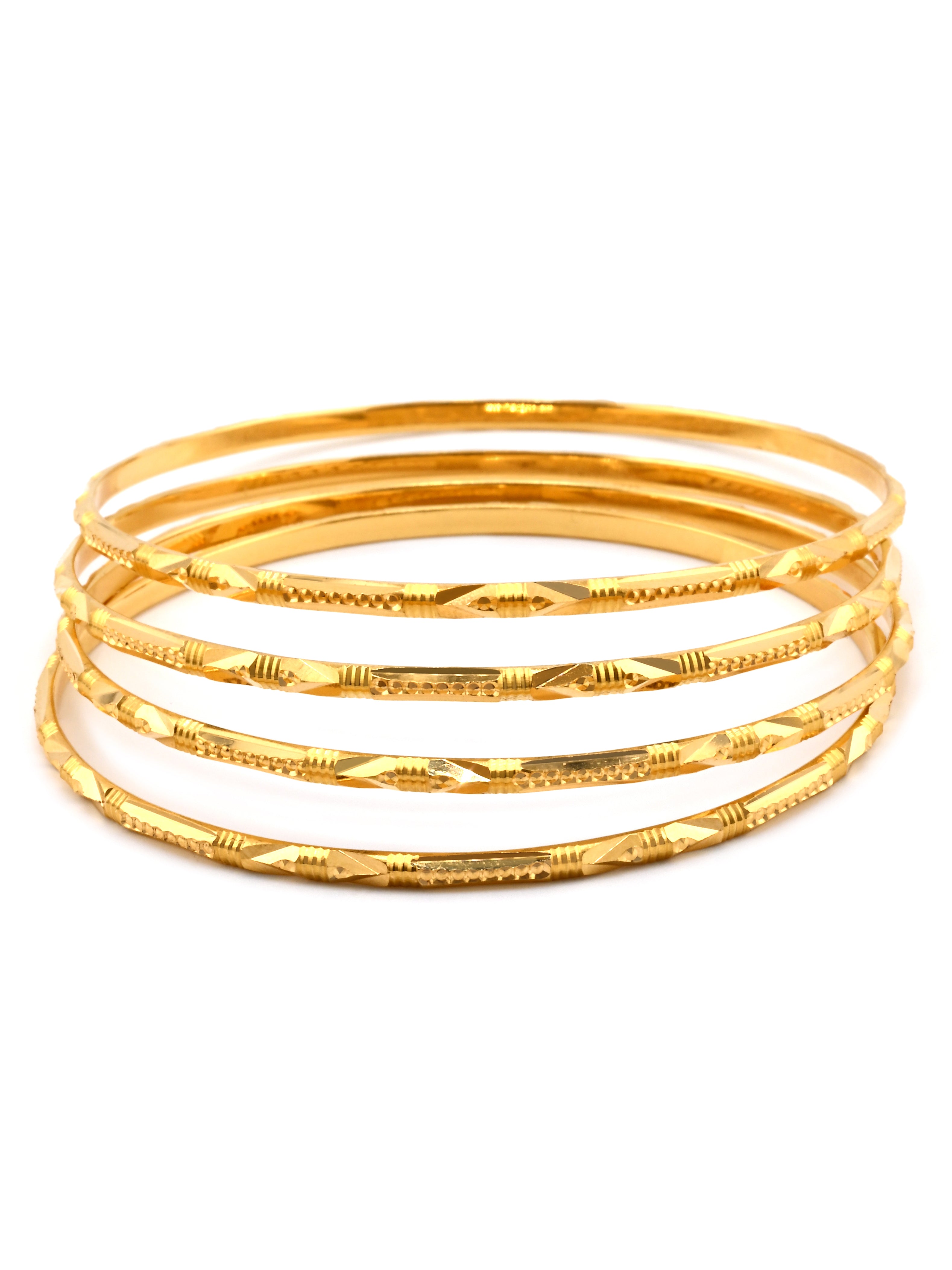 Comfortable Solid 22ct Gold 4 Piece Bangles