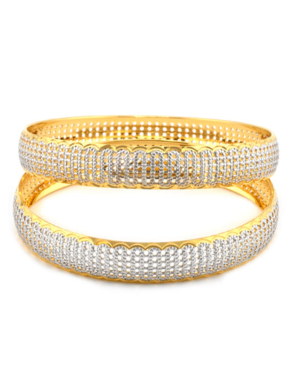 Modern 22ct Gold Two-Tone Pair Bangle