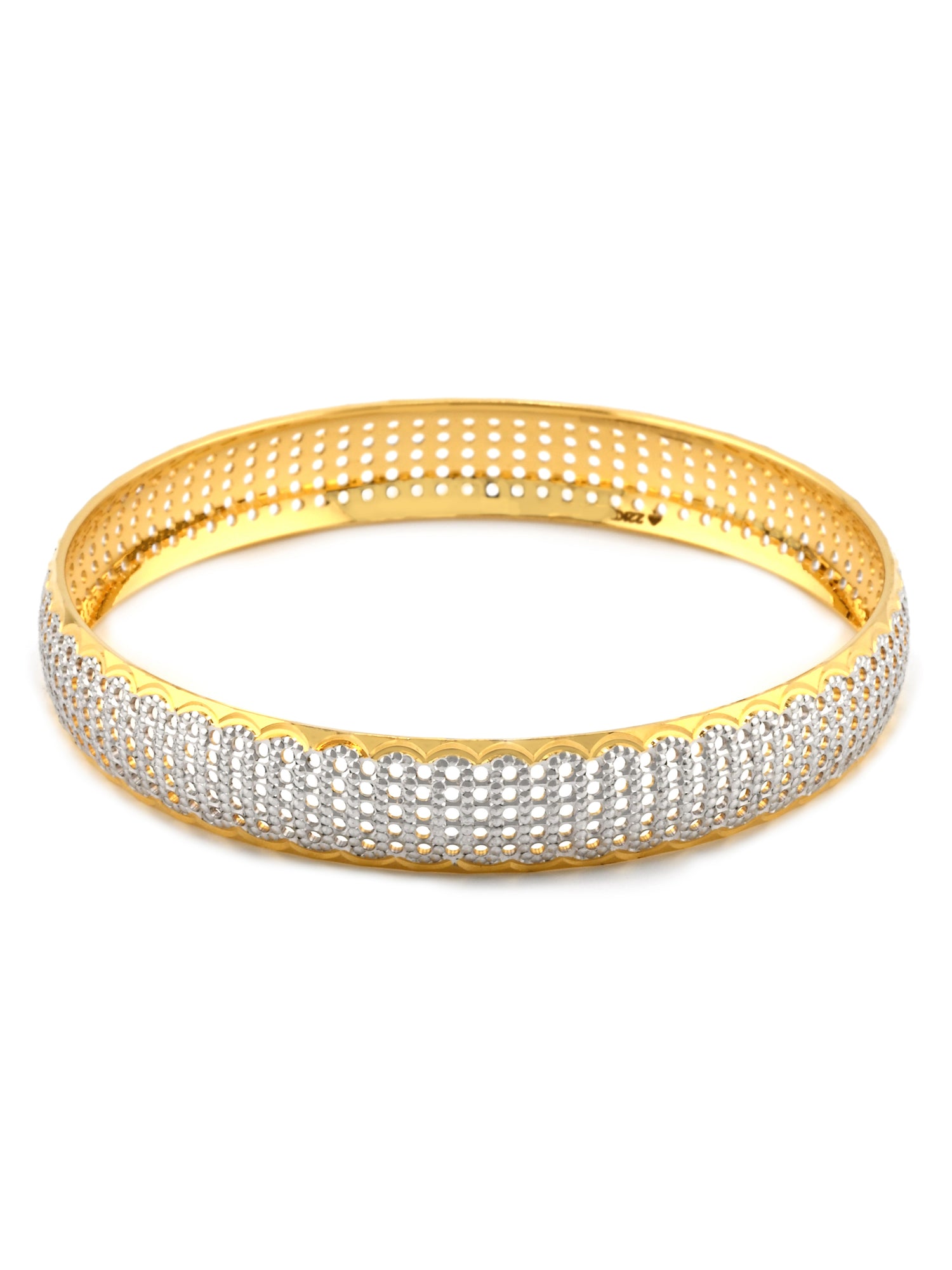 Modern 22ct Gold Two-Tone Pair Bangle
