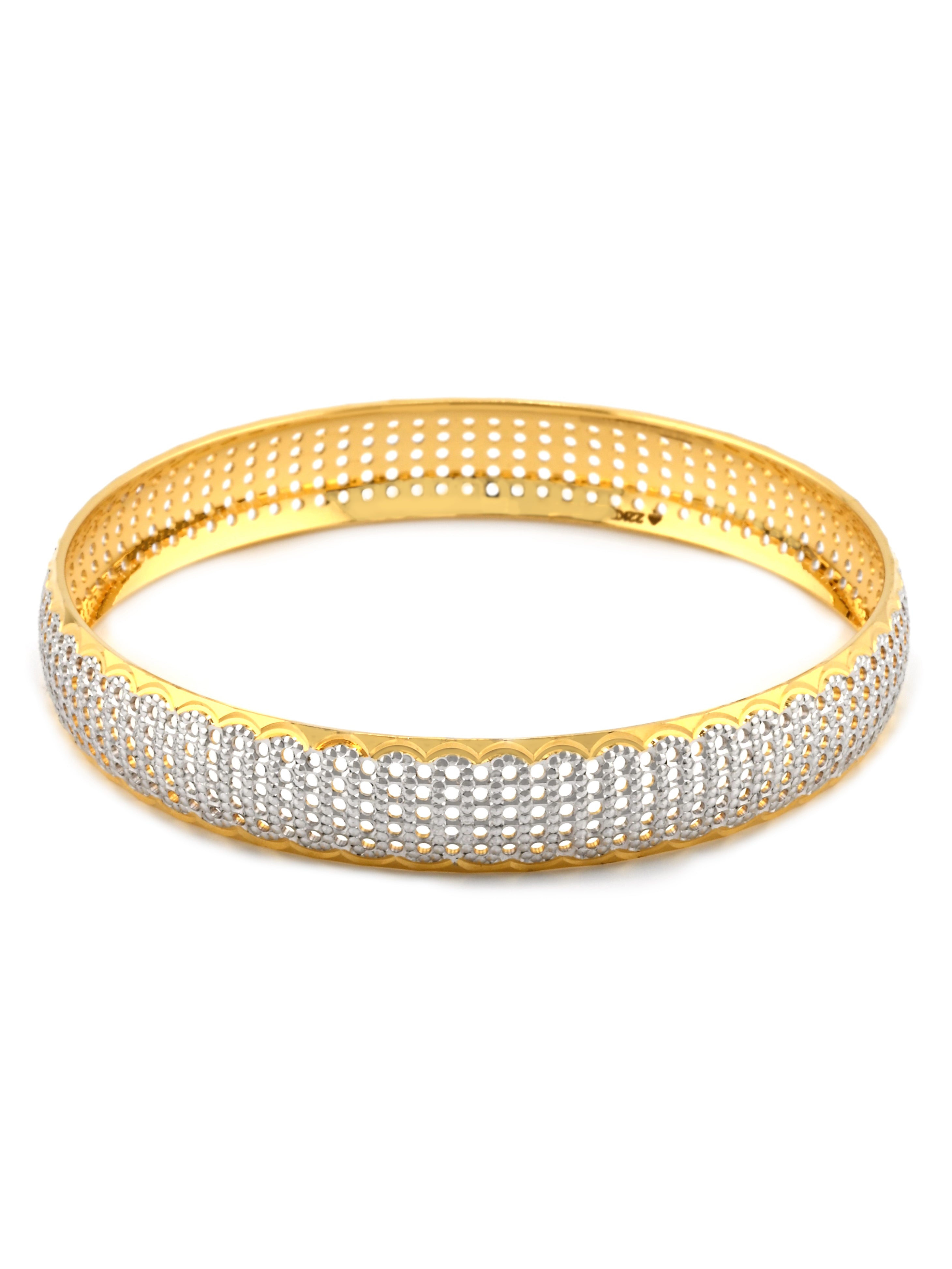 Modern 22ct Gold Two-Tone Pair Bangle