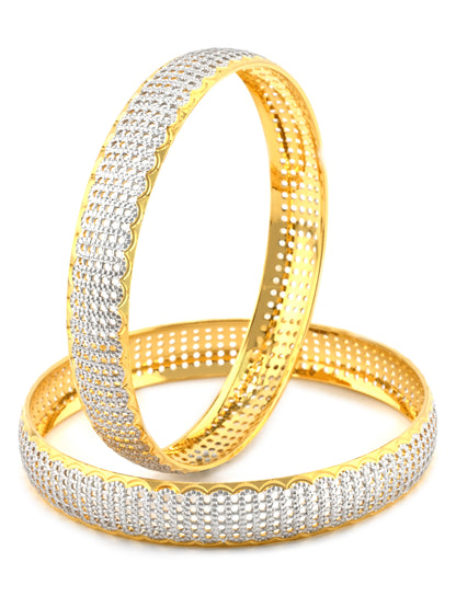 Modern 22ct Gold Two-Tone Pair Bangle