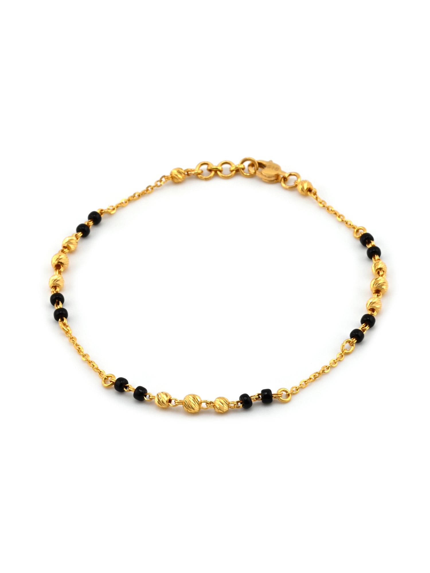 22ct Gold Black Beads Ball Bracelet