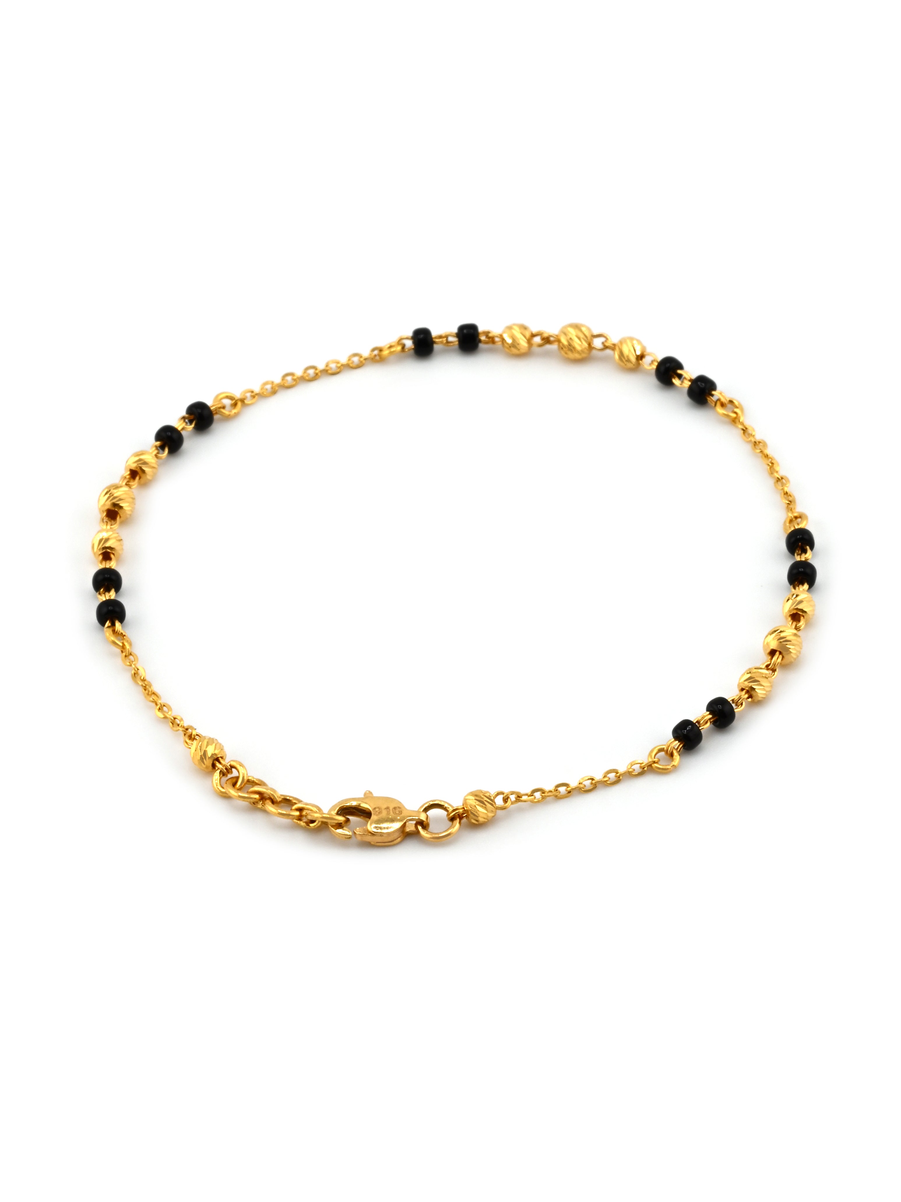 22ct Gold Black Beads Ball Bracelet