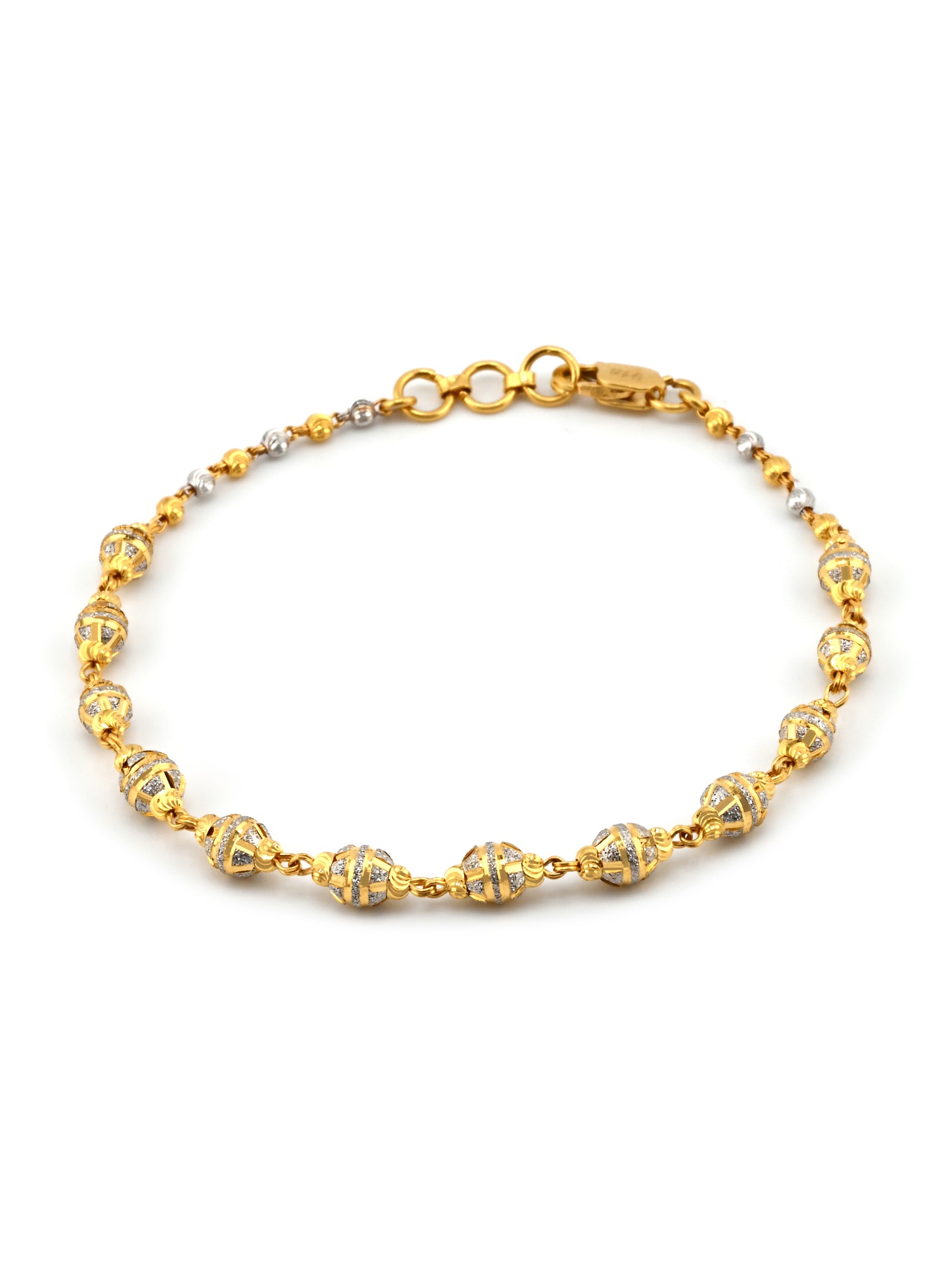 22ct Gold Two Tone Ball Ladies Bracelet