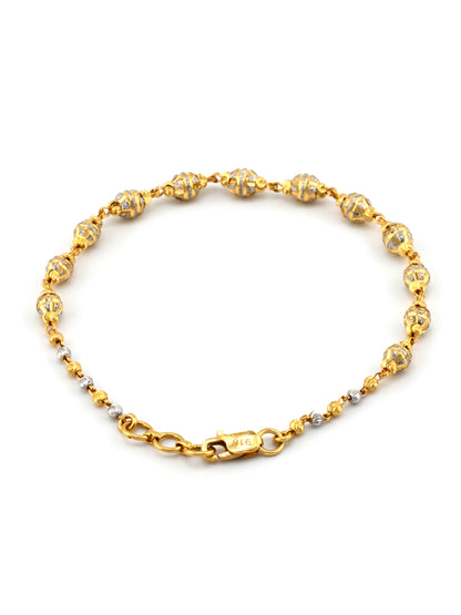 22ct Gold Two Tone Ball Ladies Bracelet
