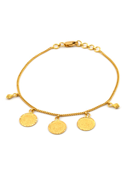 22ct Gold Laxmi Coin Charm Bracelet