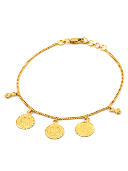 22ct Gold Laxmi Coin Charm Bracelet