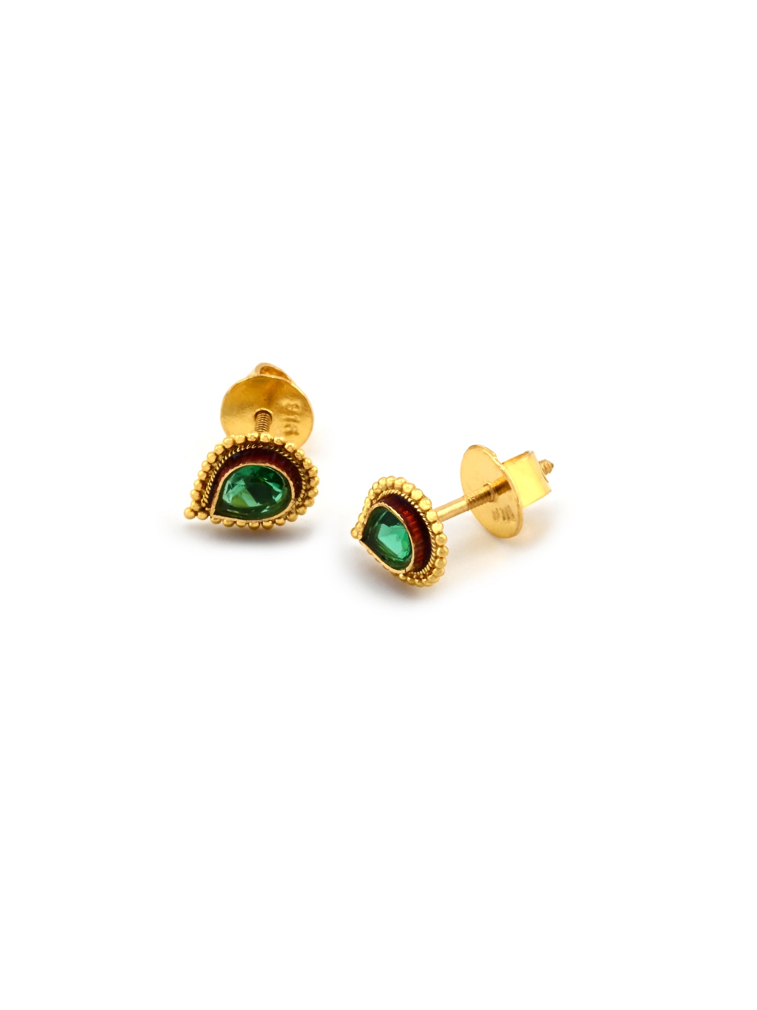 22ct Gold Green CZ Stud Earring