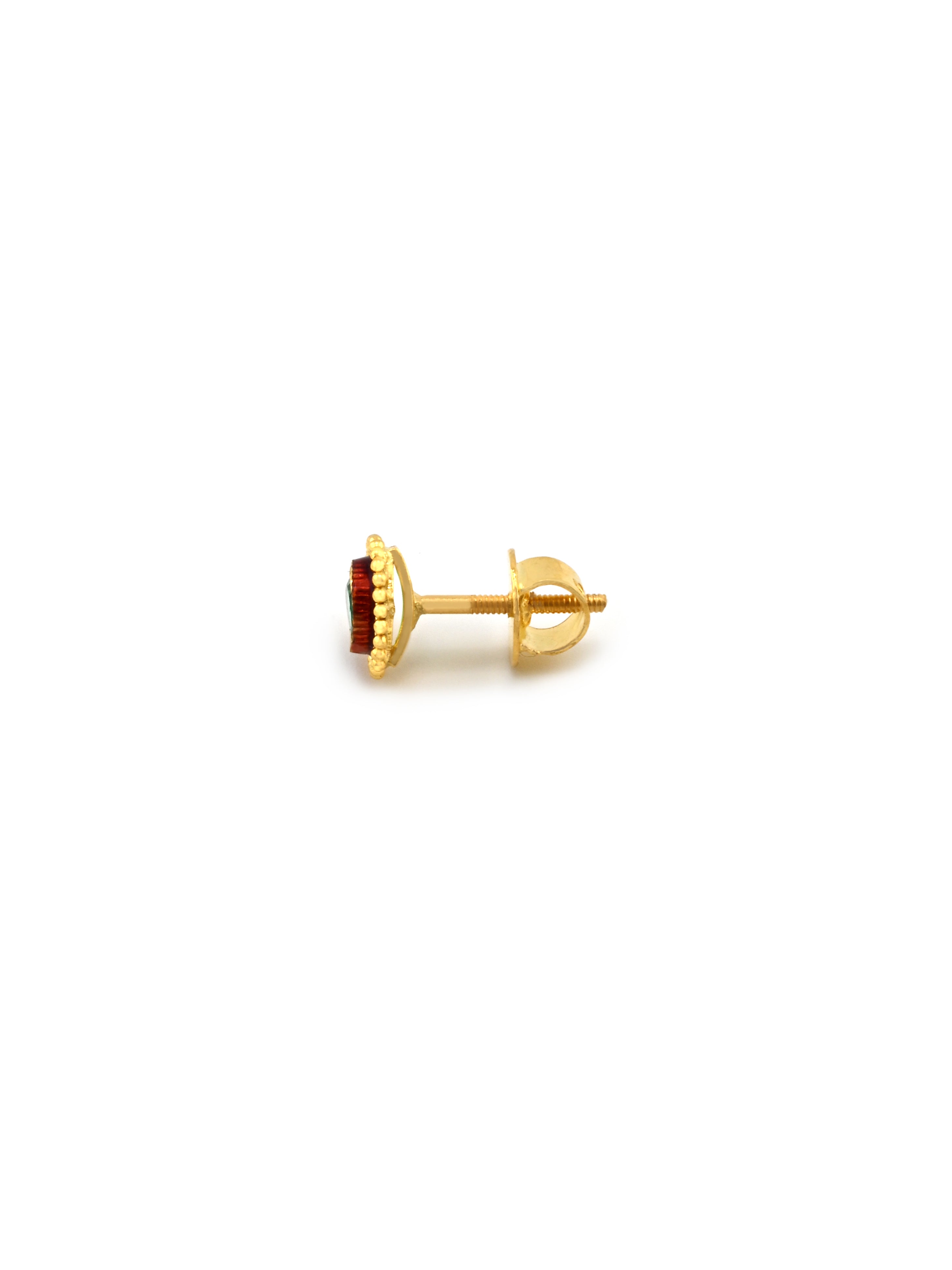 22ct Gold Green CZ Stud Earring