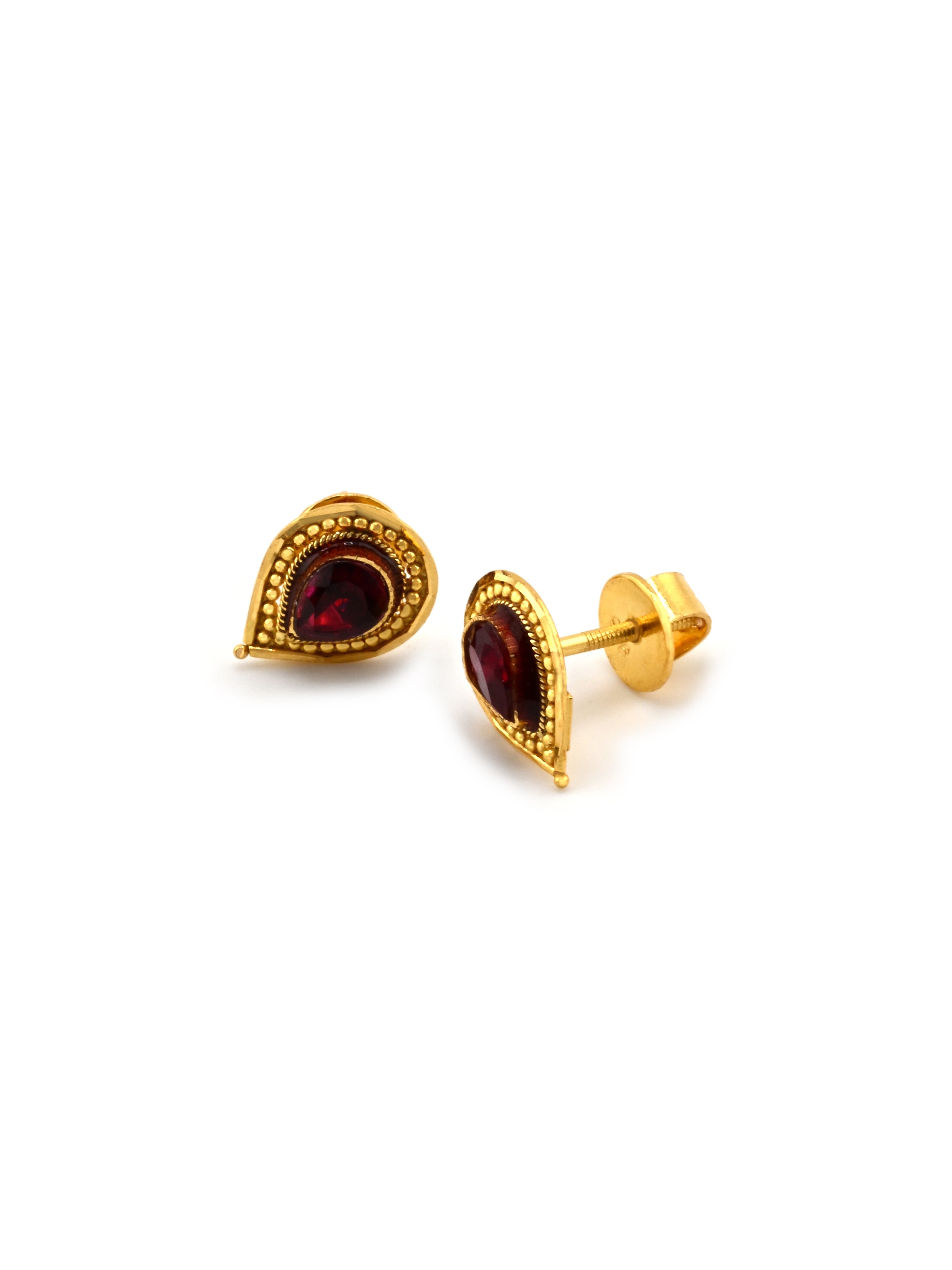22ct Gold Pink CZ Stud Earrings