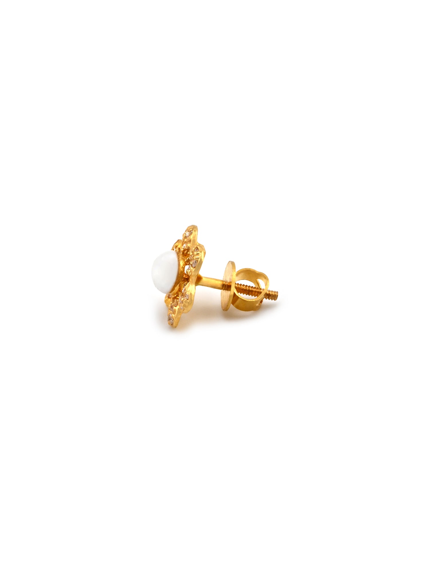 22ct Gold Pearl &amp; CZ Earrings