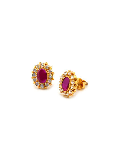 22ct Gold Pink CZ Stud Earrings