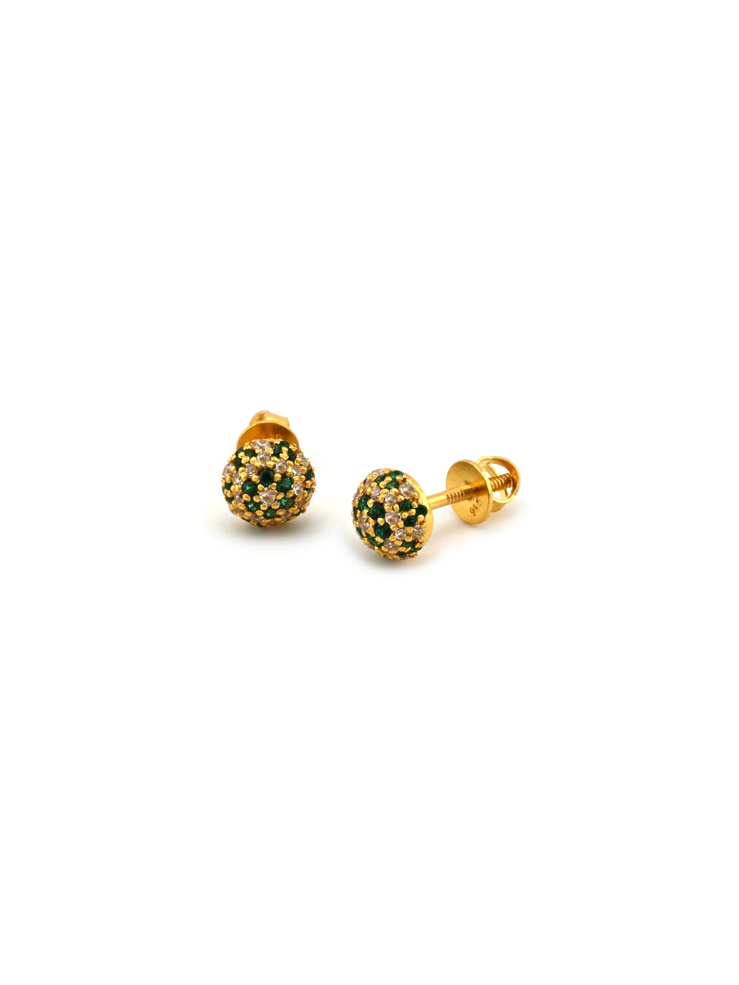 22ct Gold Green CZ Stud Earrings