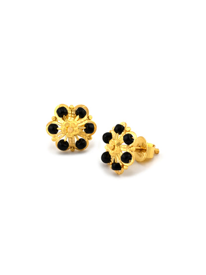 22ct Gold Black Beads Stud Earring