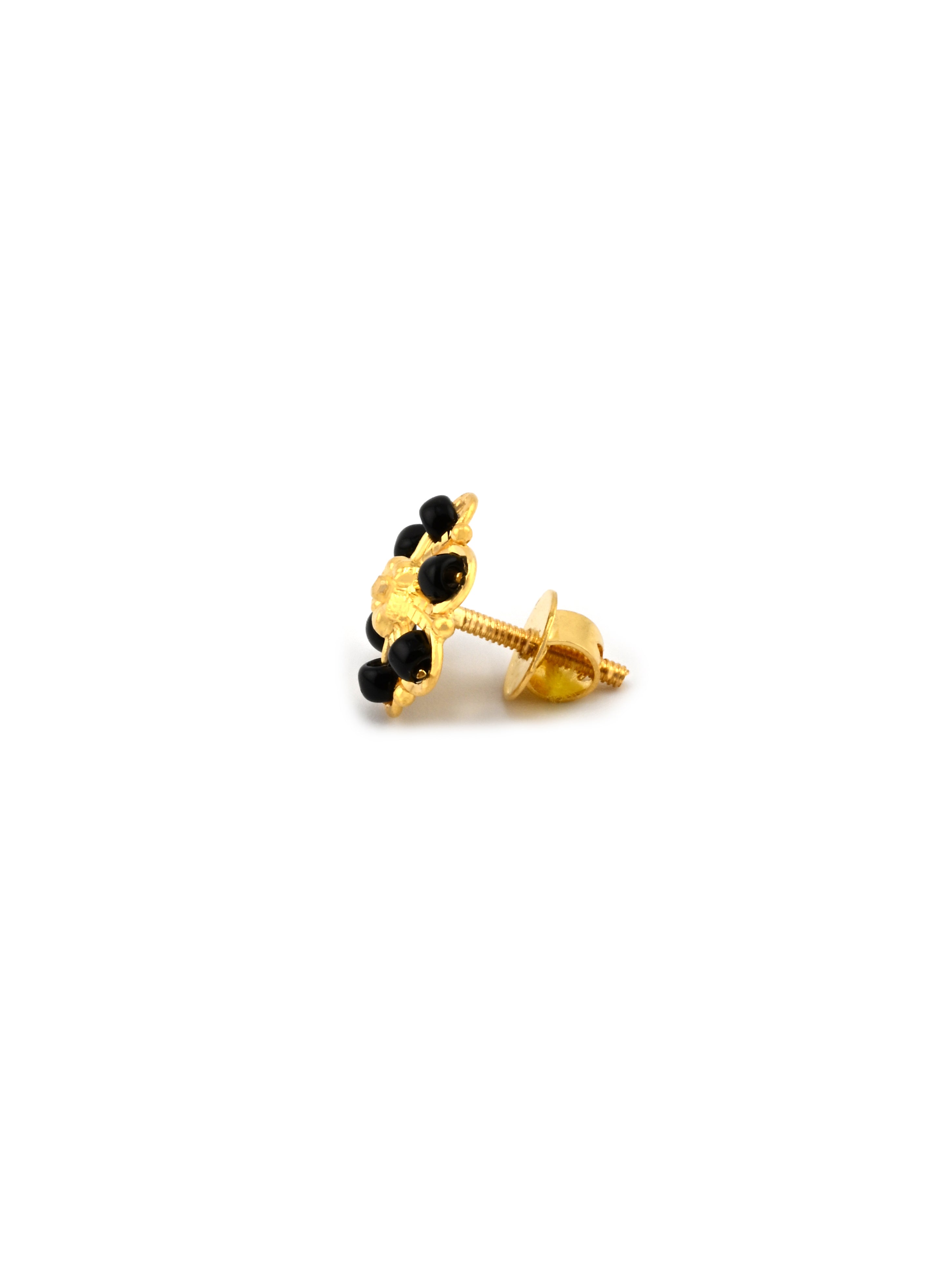 22ct Gold Black Beads Stud Earring