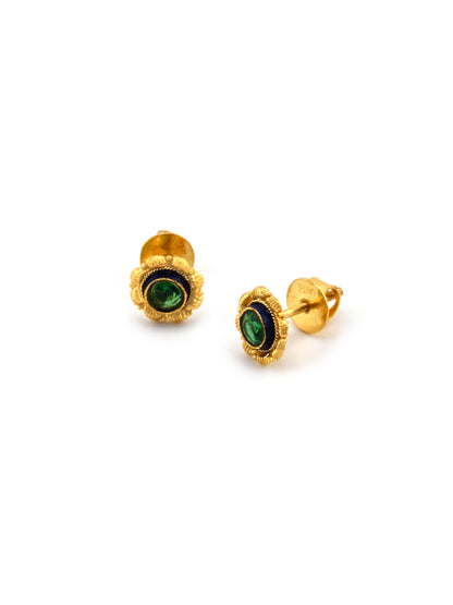 22ct Gold Green CZ Stud Earring