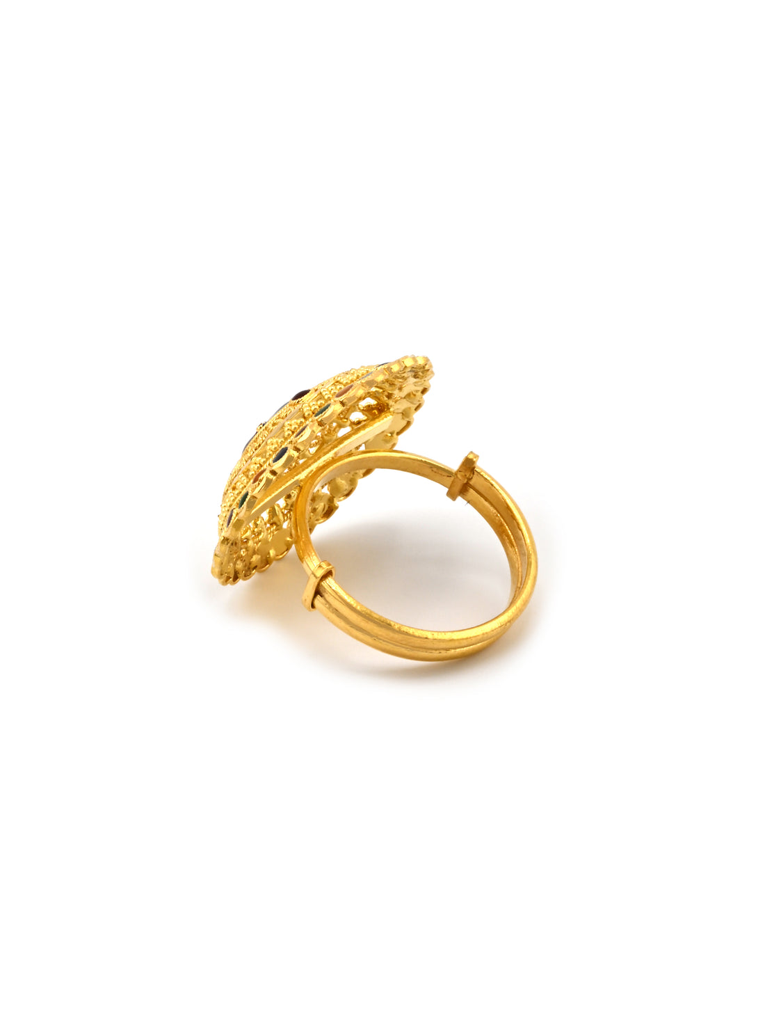 22ct Gold Meenakari Peacock Adjustable Ring