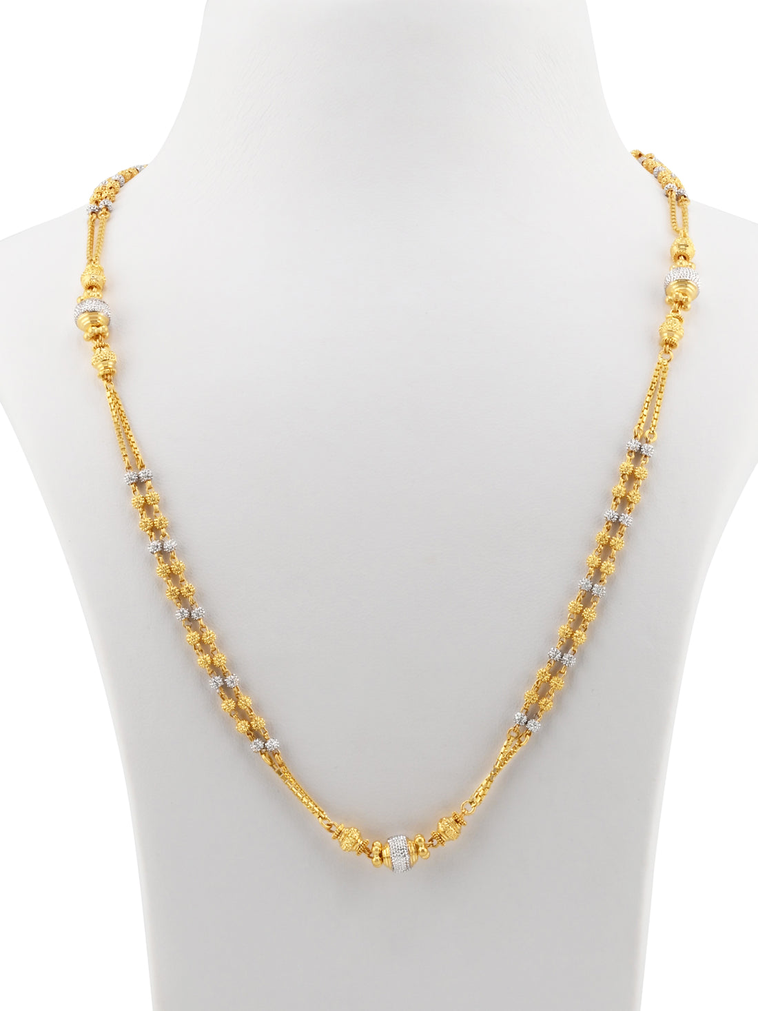 22ct Gold Two-Tone Ball Mala 2 Row Chain