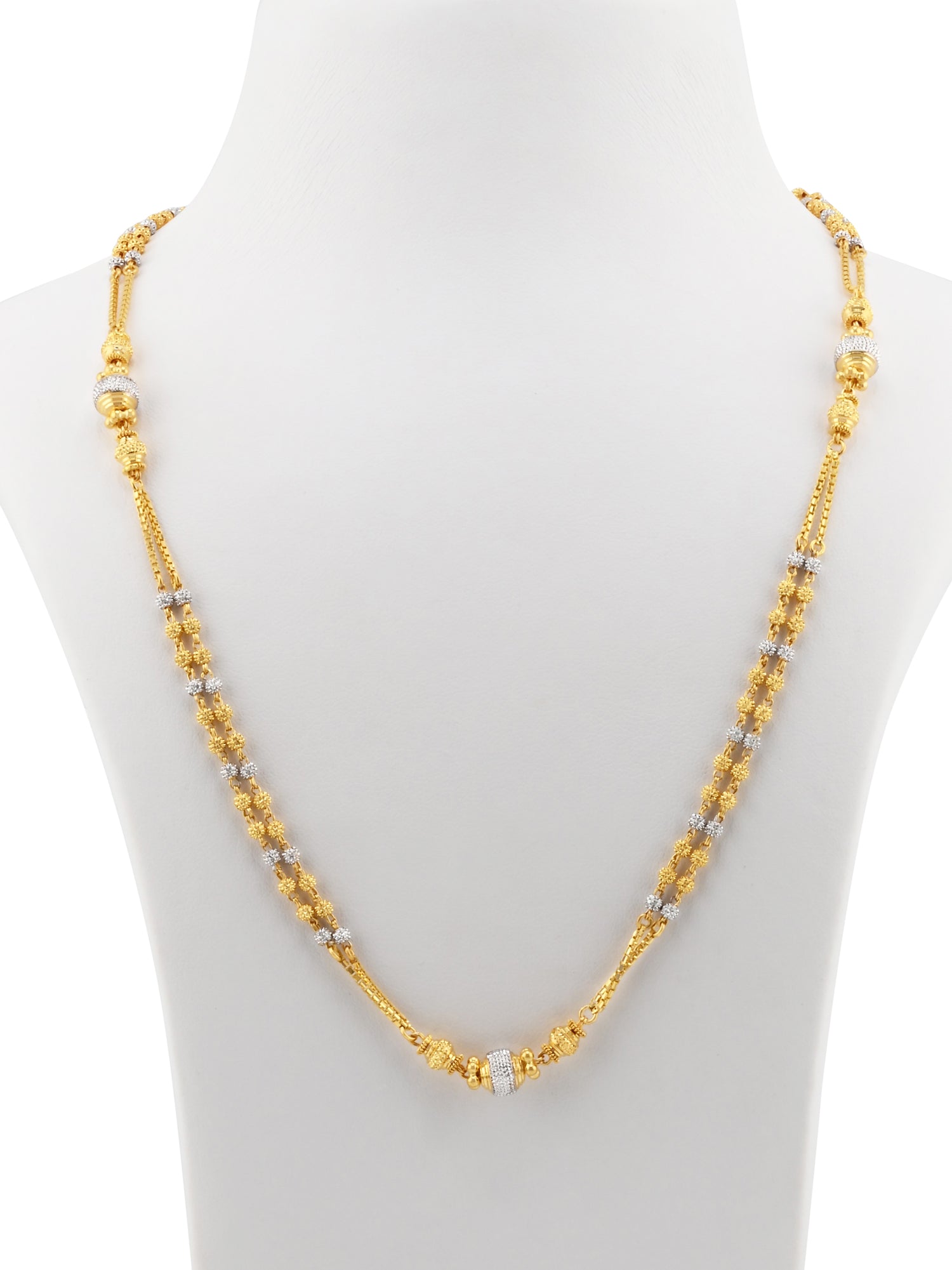 22ct Gold Two-Tone Ball Mala 2 Row Chain