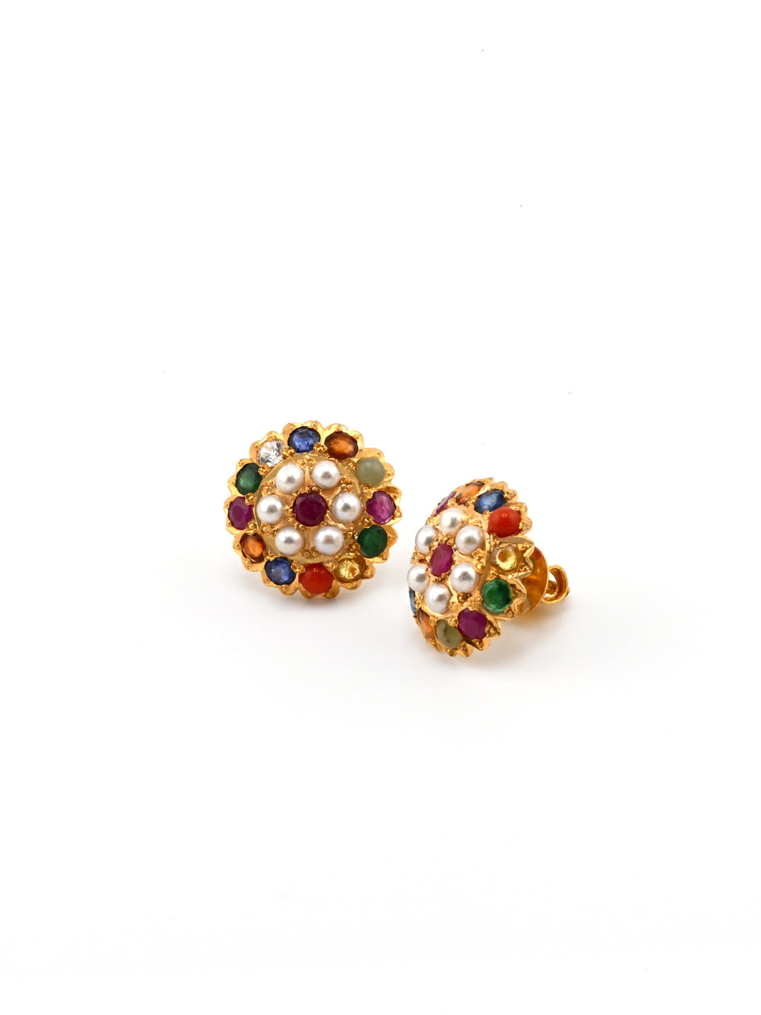 22ct Gold Multi Colour CZ Pearl Tops