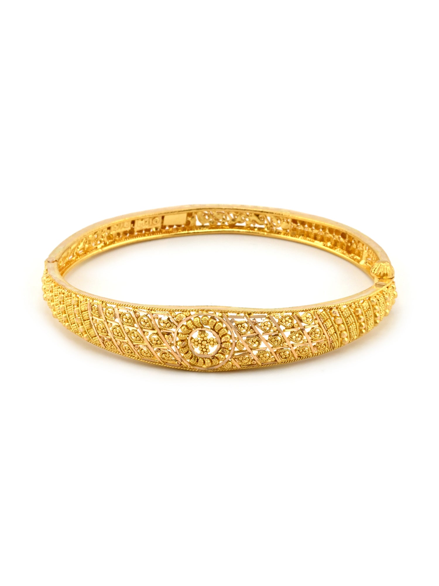 22ct Gold Filigree 1 Piece Screw Bangle