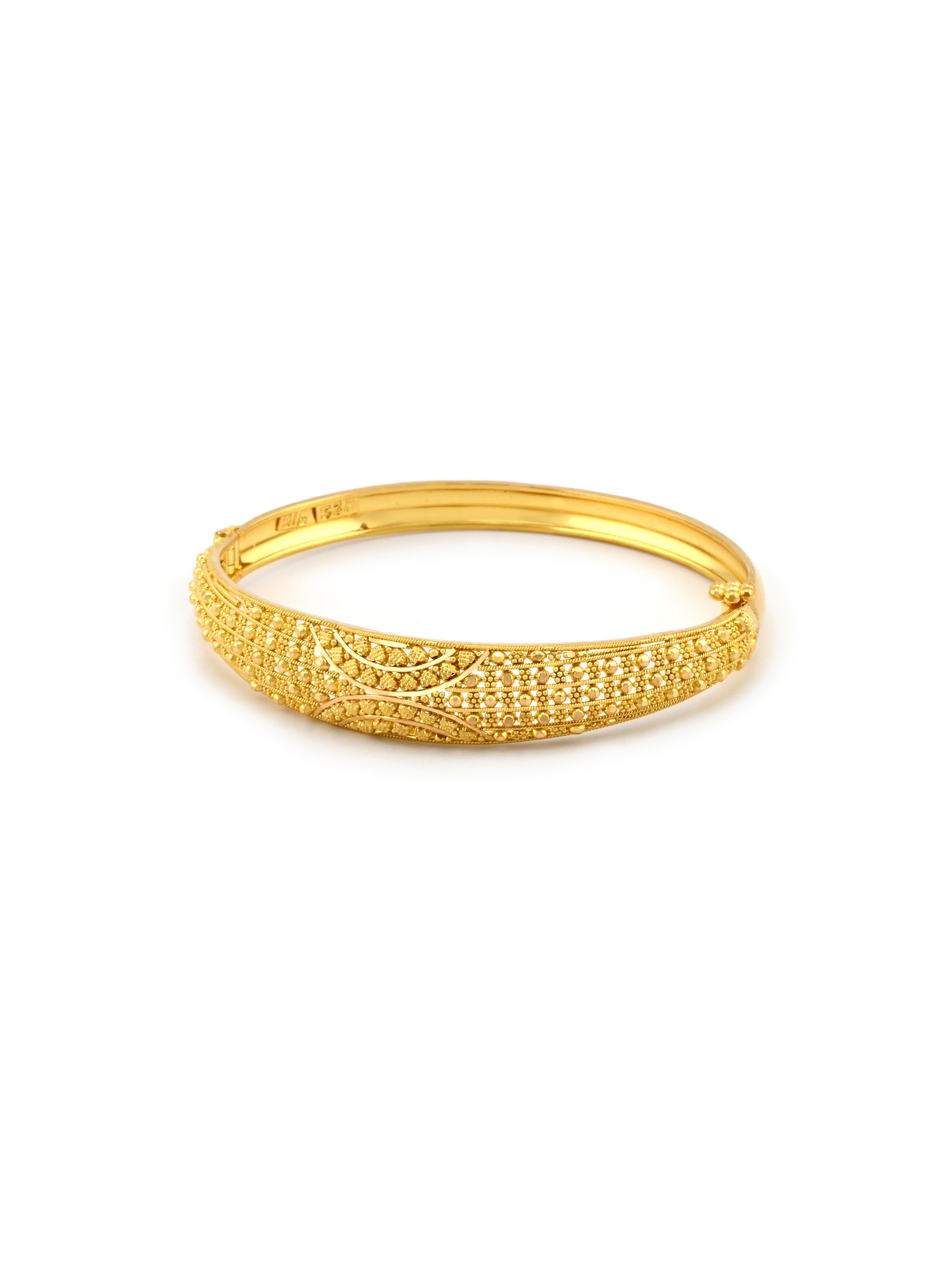 22ct Gold Filigree 1 Piece Screw Bangle