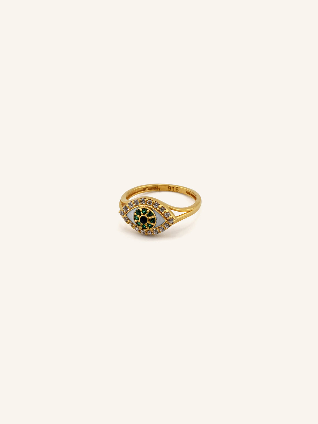 22ct Gold Green CZ  Ring