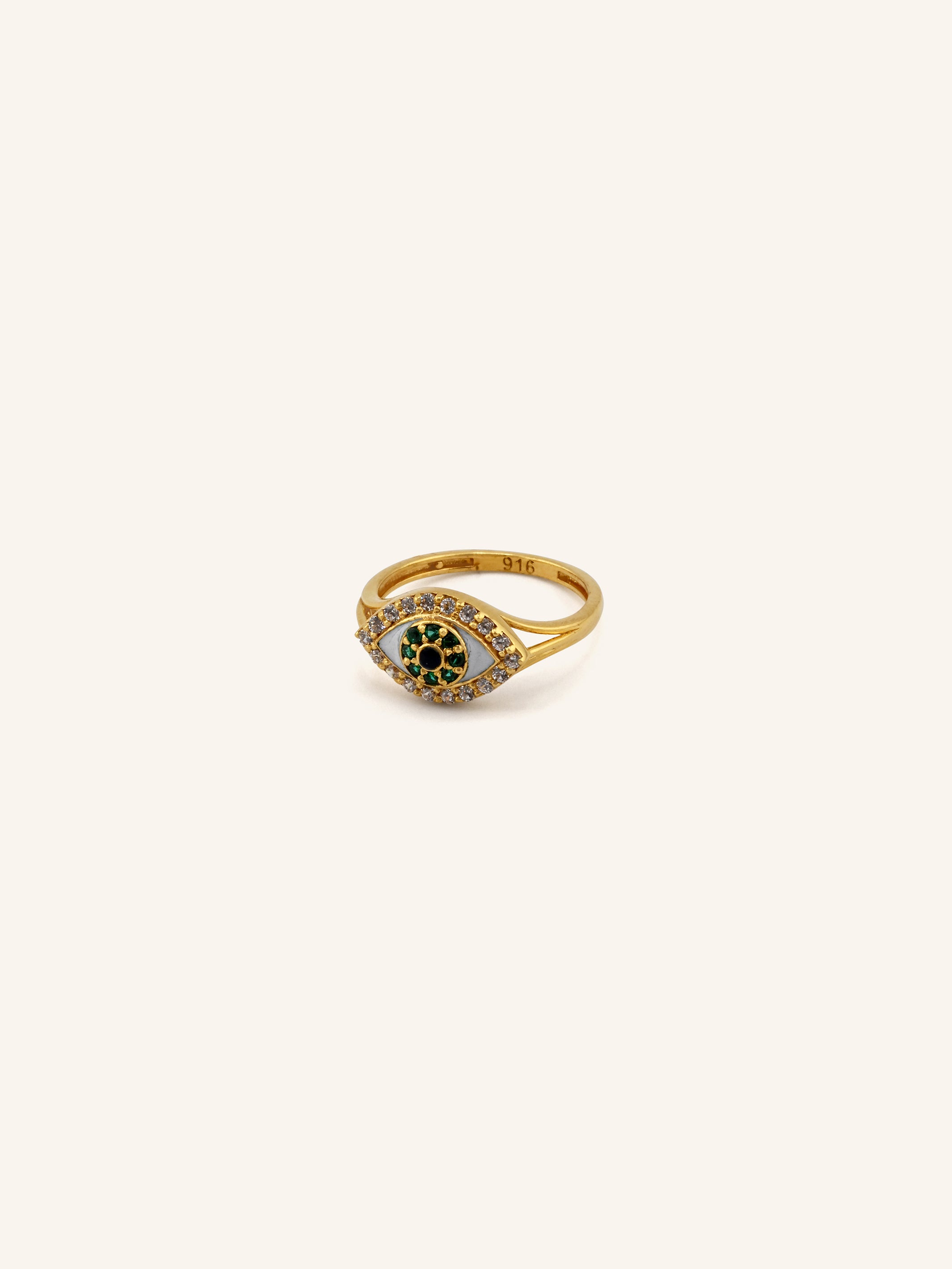 22ct Gold Green CZ  Ring