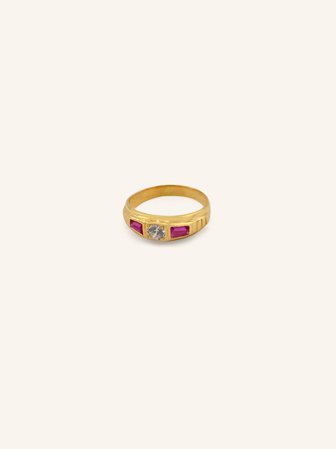 22ct Gold Pink CZ Ladies Ring