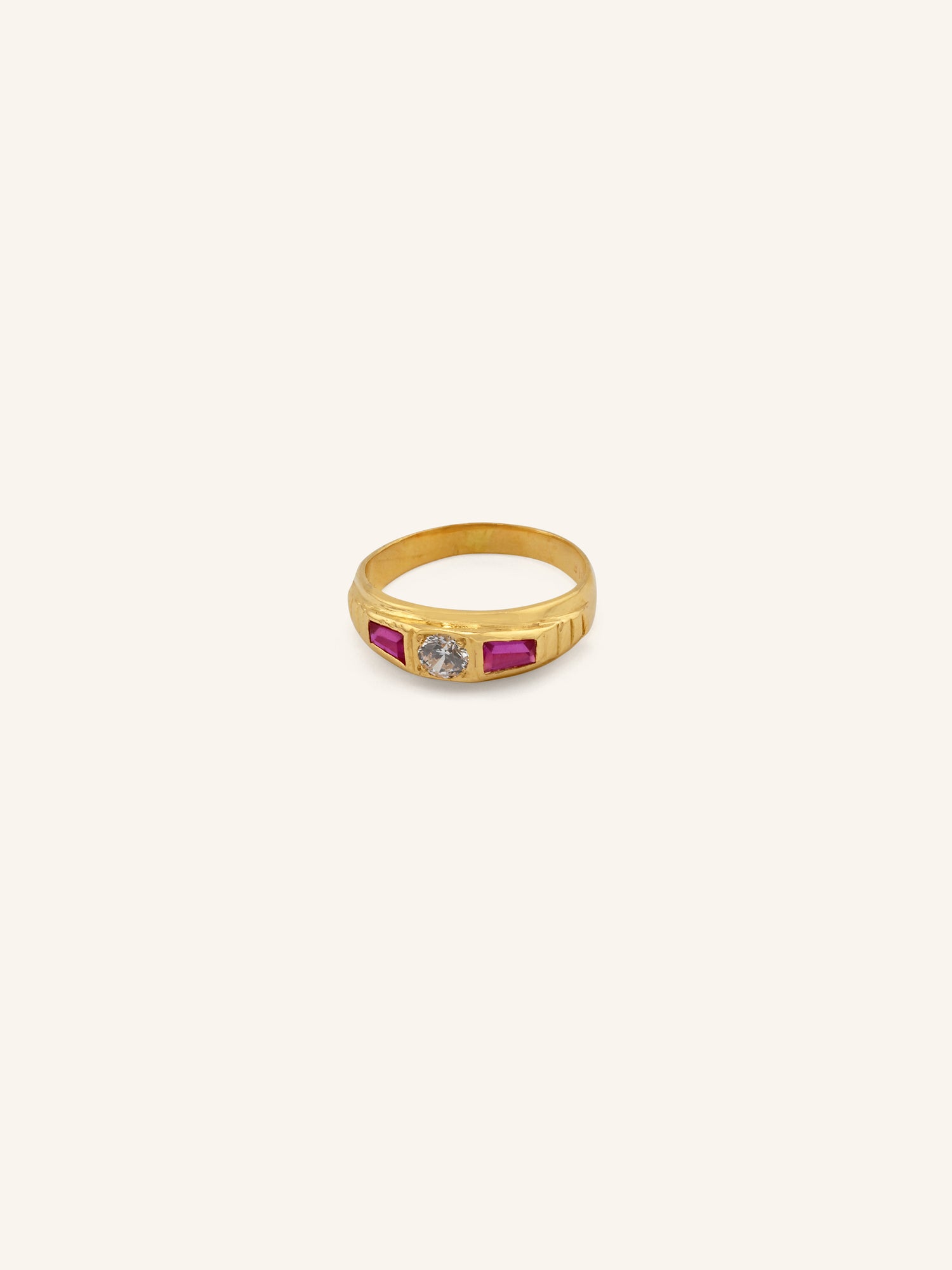 22ct Gold Pink CZ Ladies Ring