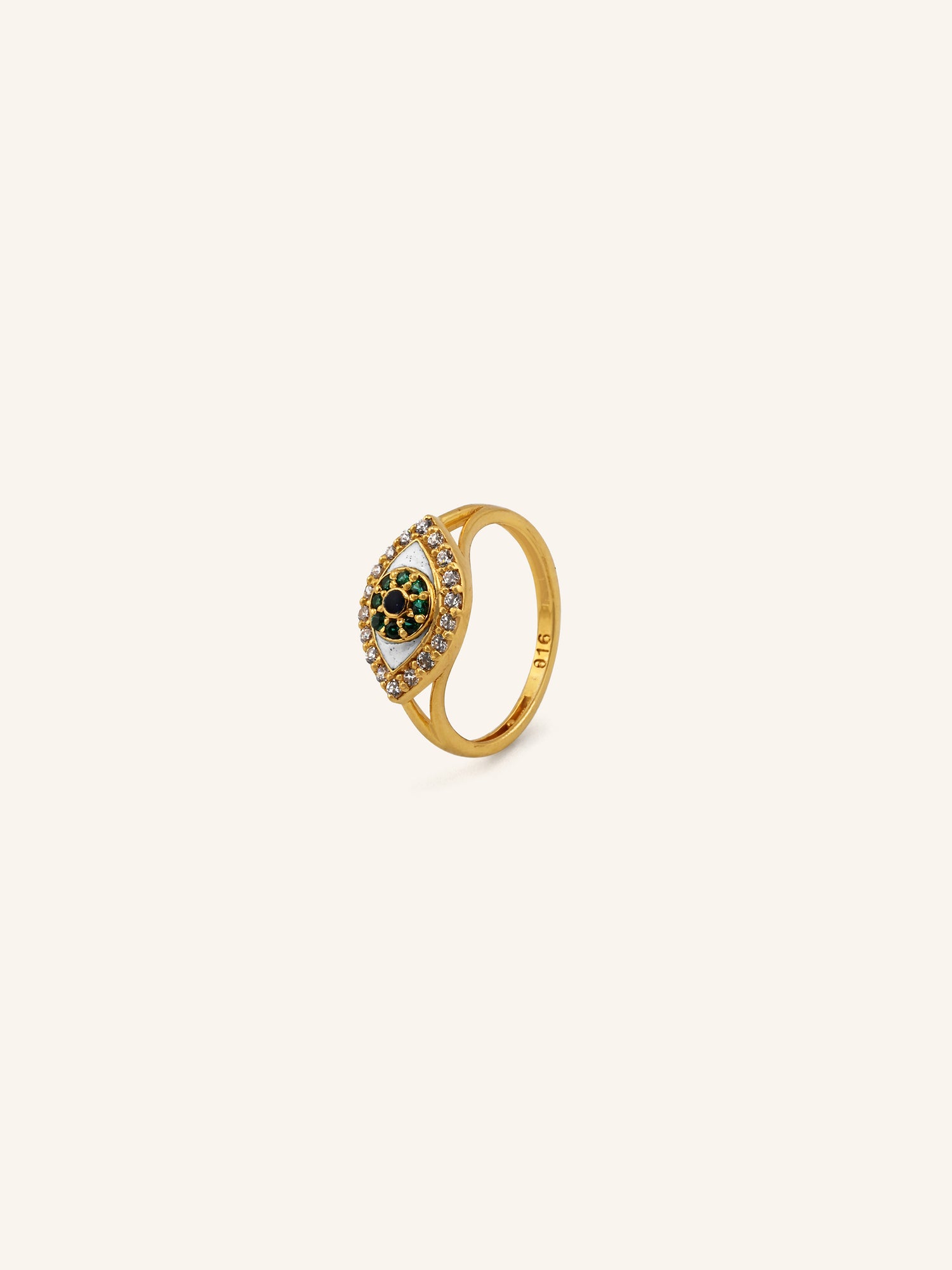 22ct Gold Green CZ  Ring