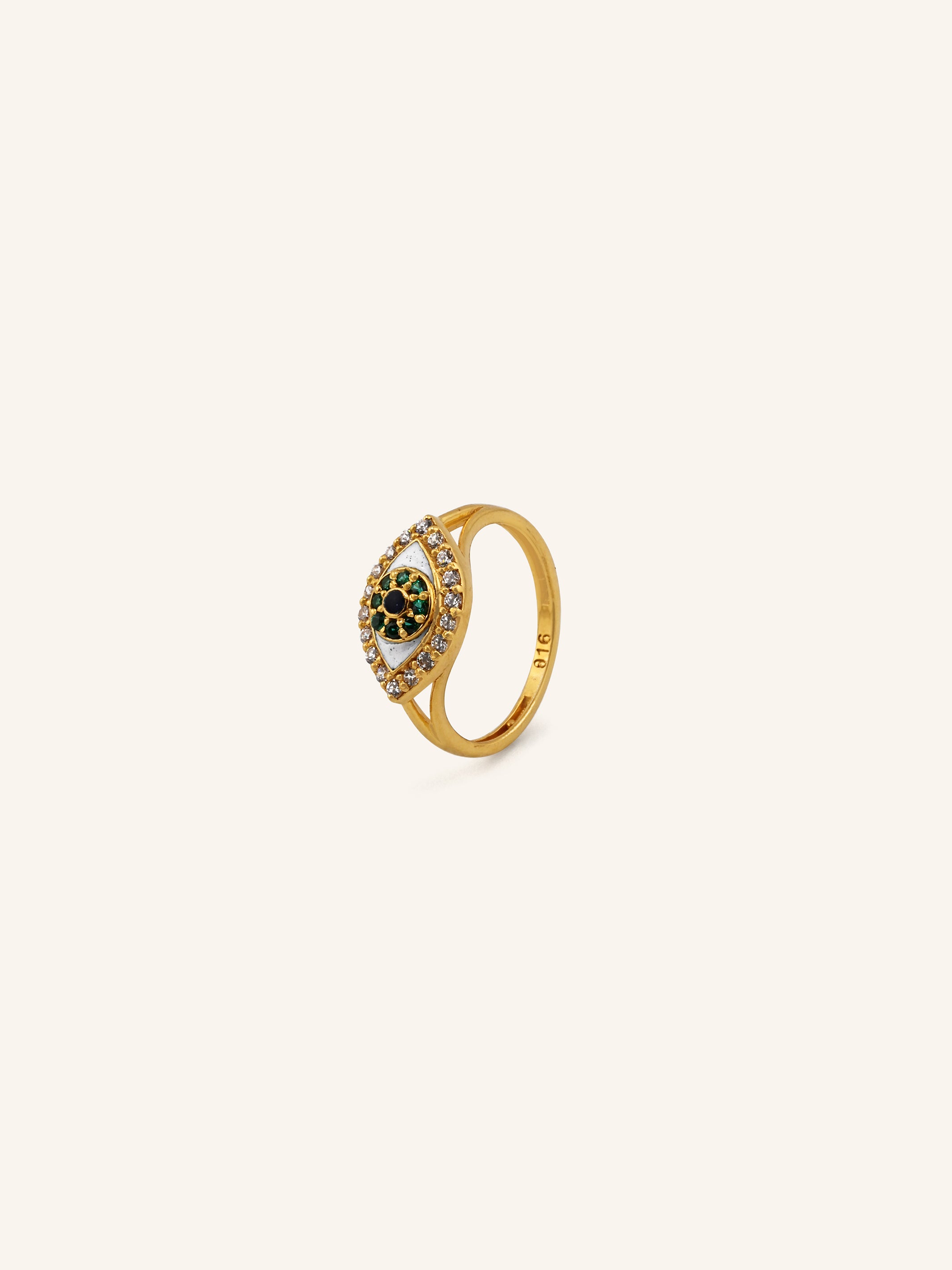 22ct Gold Green CZ  Ring