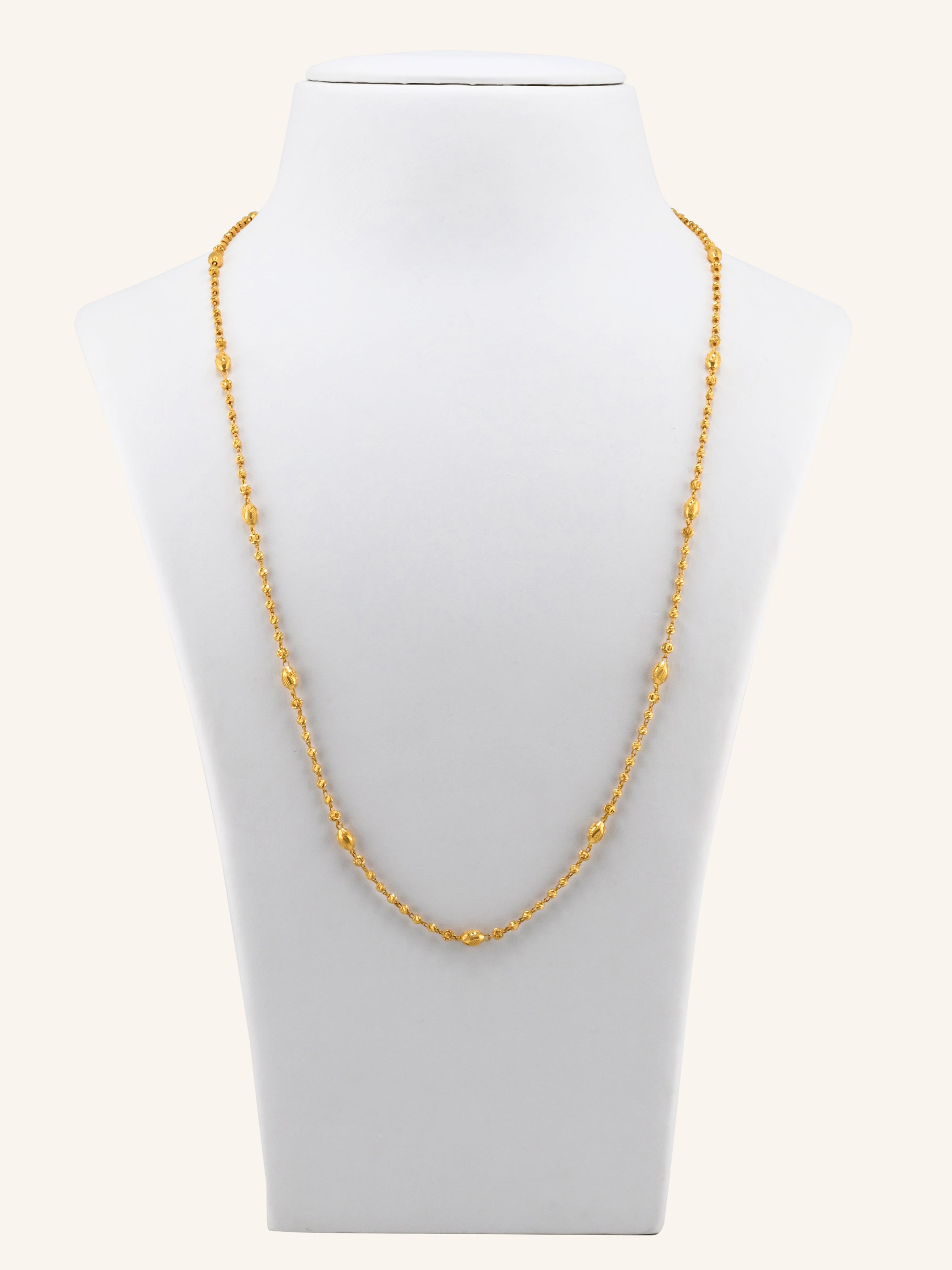 22ct Gold Ball Mala Long Fancy Chain