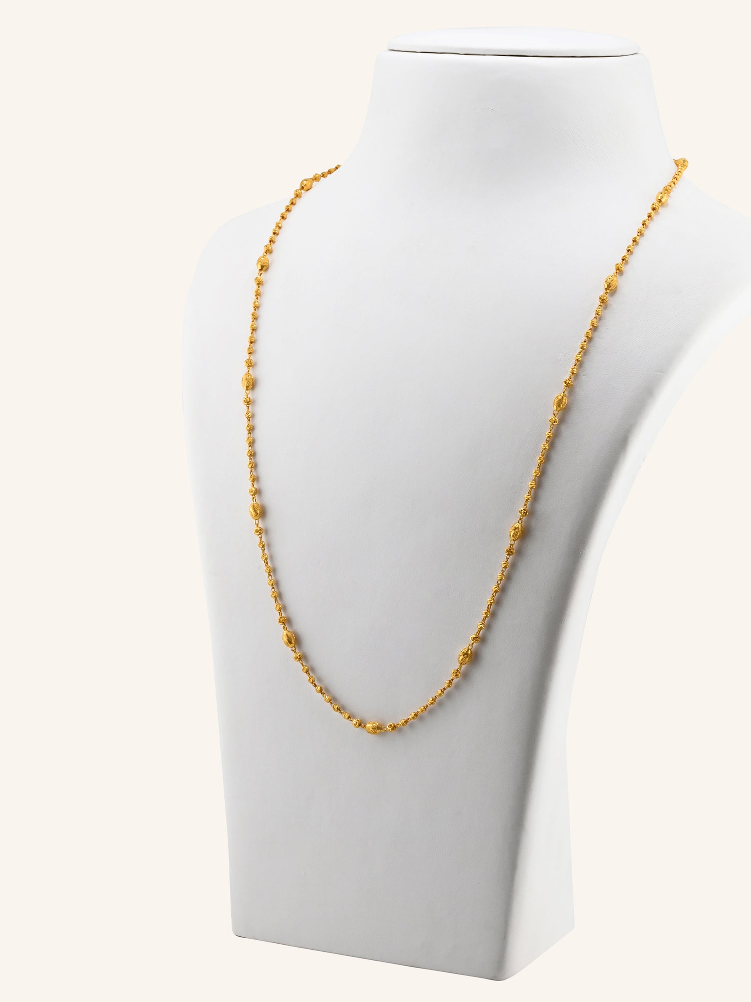 22ct Gold Ball Mala Long Fancy Chain