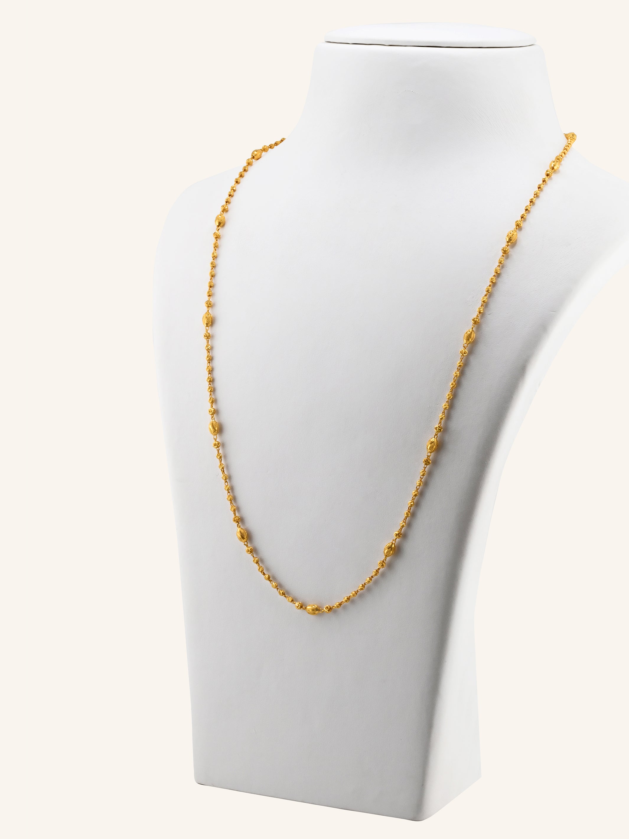 22ct Gold Ball Mala Long Fancy Chain