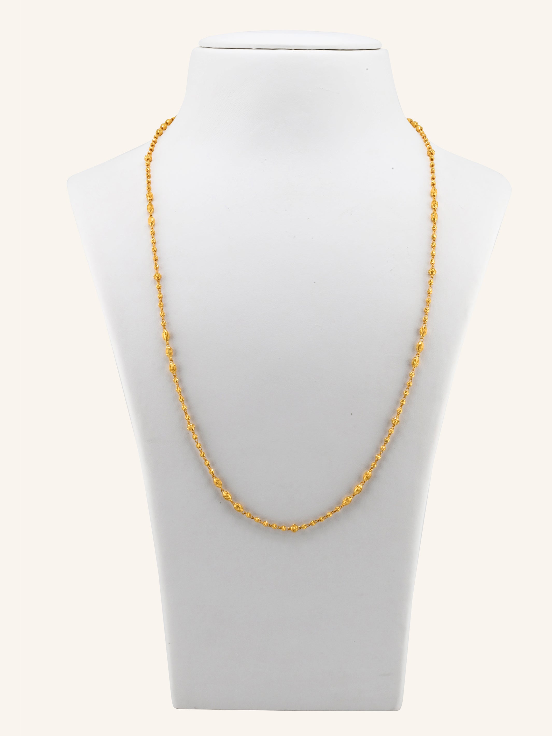 22ct Gold Ball Mala Long Fancy Chain