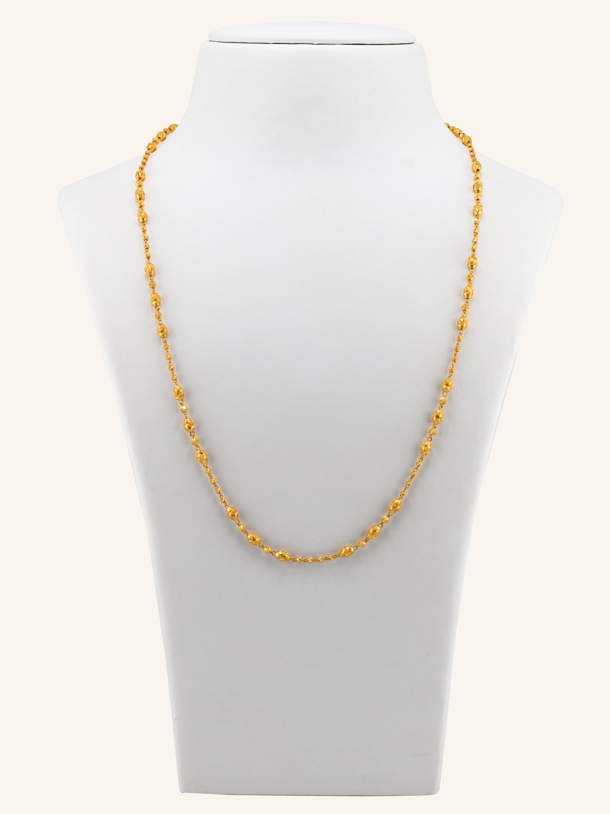 22ct Gold Ball Mala Long Fancy Chain