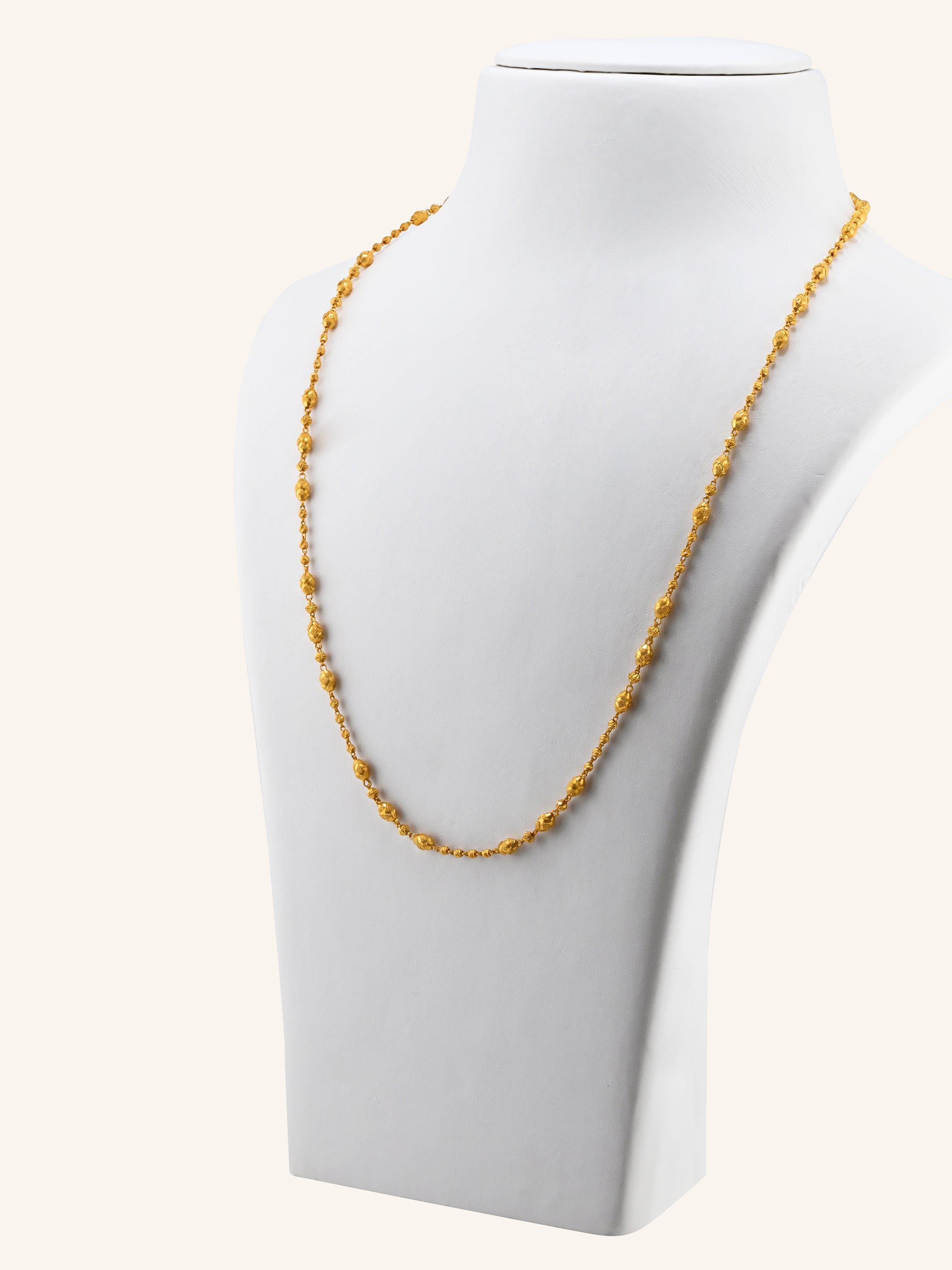 22ct Gold Ball Mala Long Fancy Chain