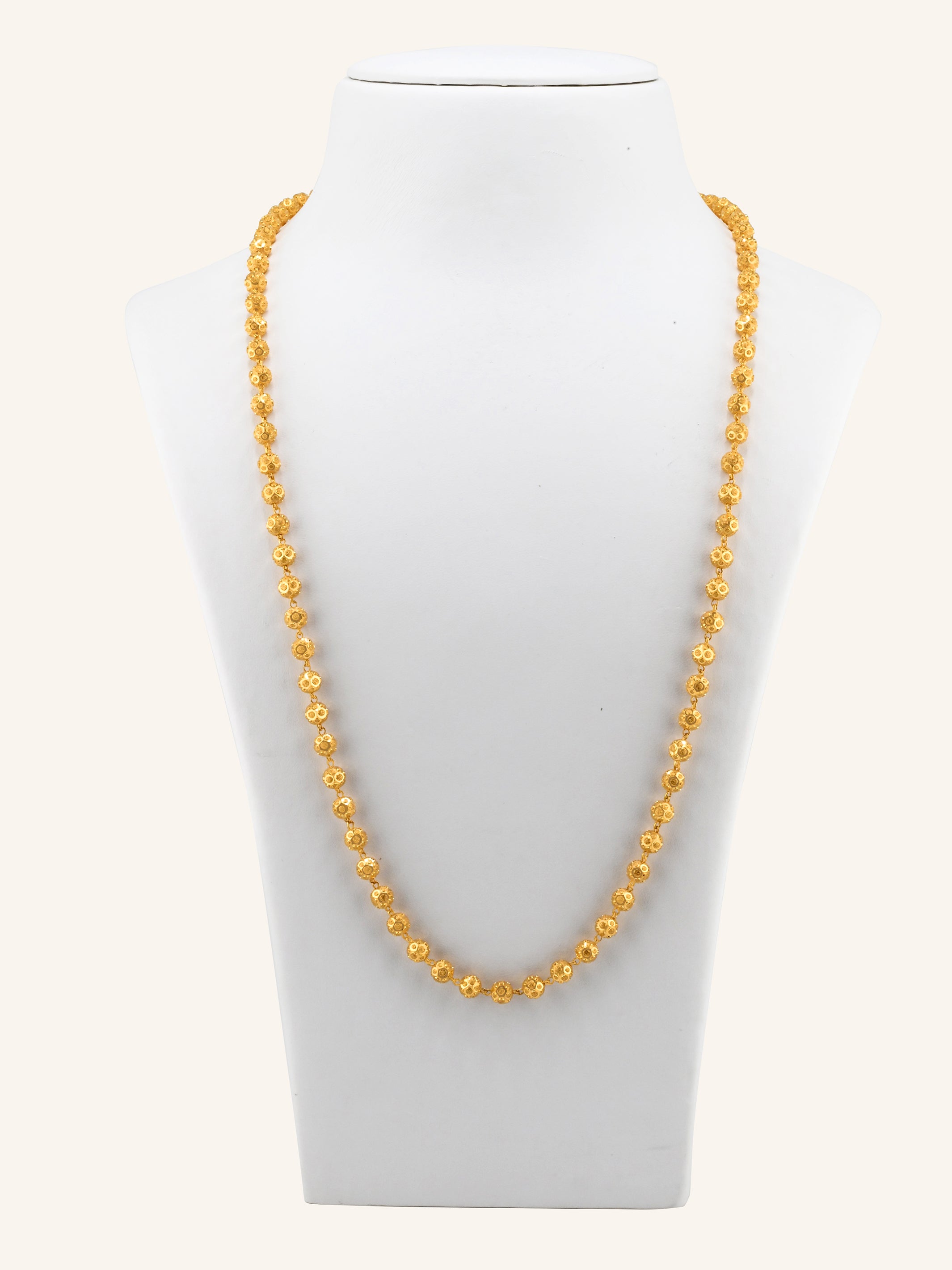 22ct Gold Ball Mala Long Fancy Chain