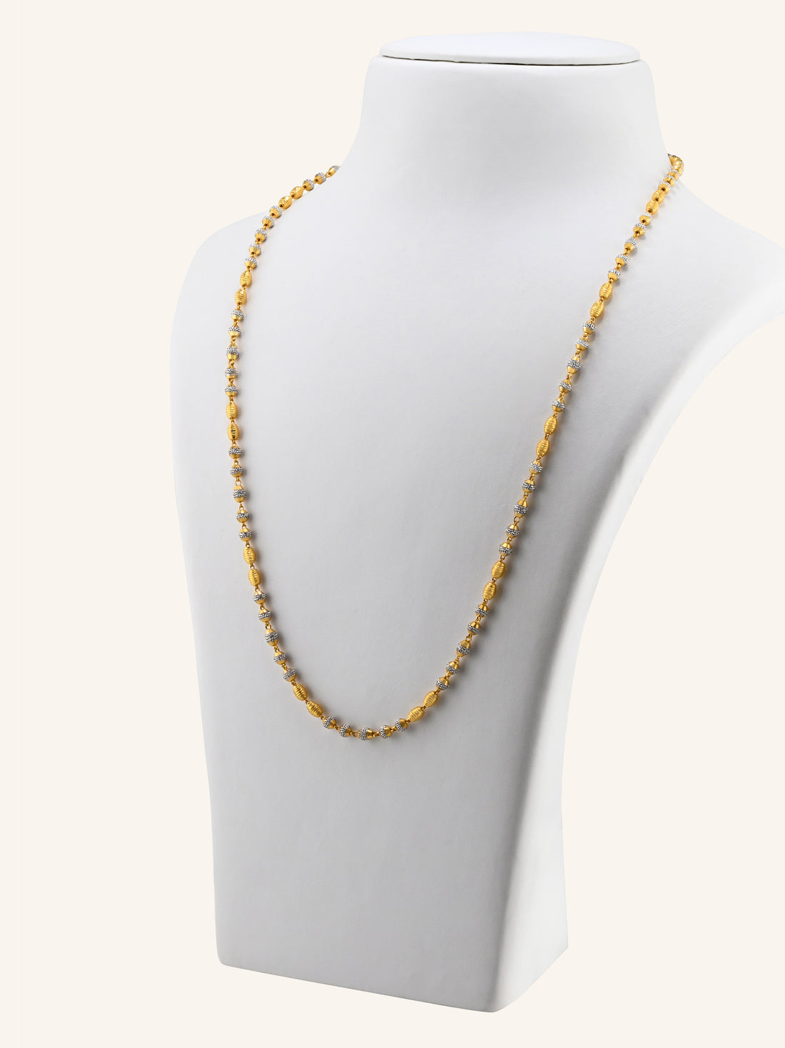 22ct Gold Two Tone Ball Long Chain