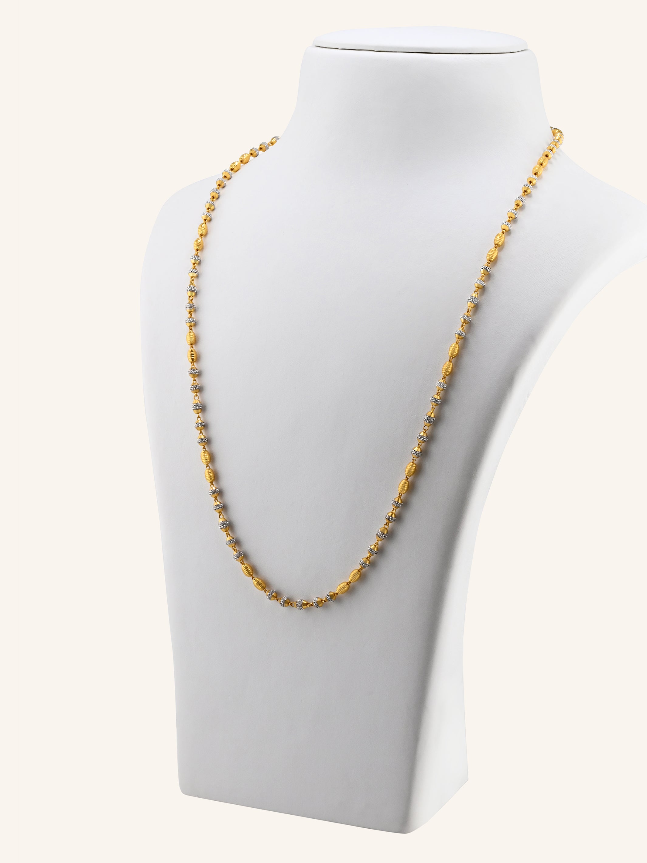 22ct Gold Two Tone Ball Long Chain