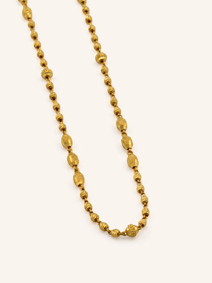 22ct Gold Ball Mala Long Fancy Chain