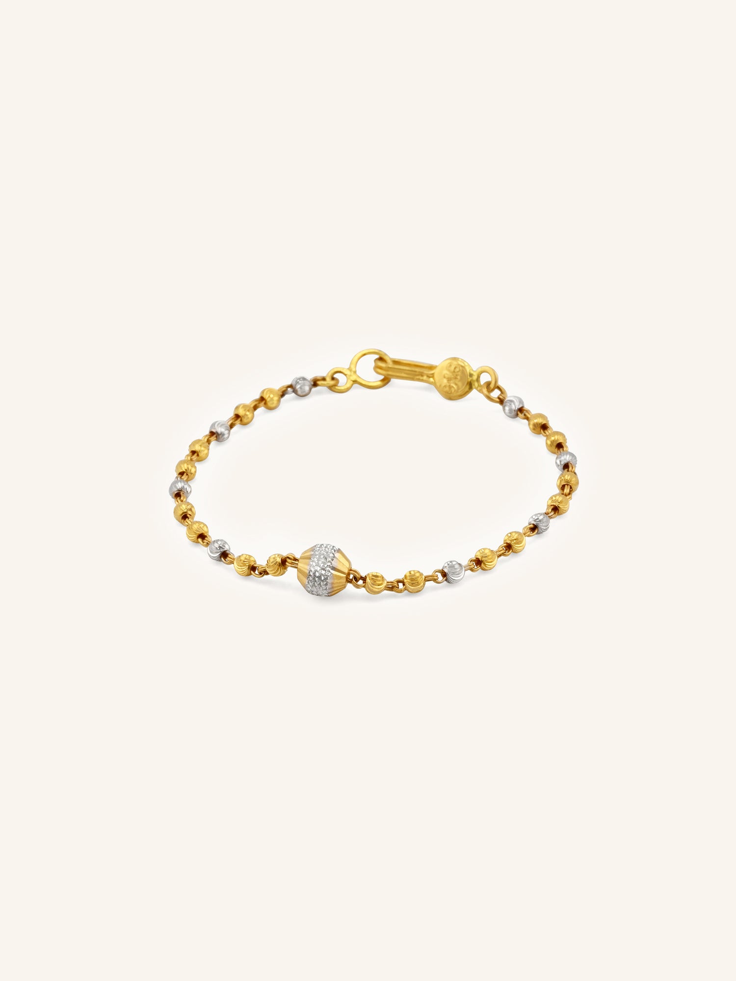 22ct Gold Two Tone Ball Baby Bracelet