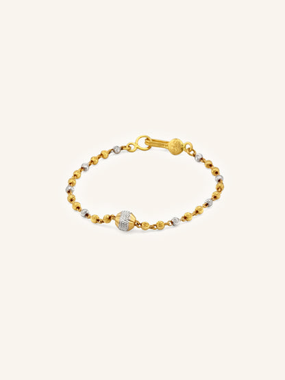 22ct Gold Two Tone Ball Baby Bracelet