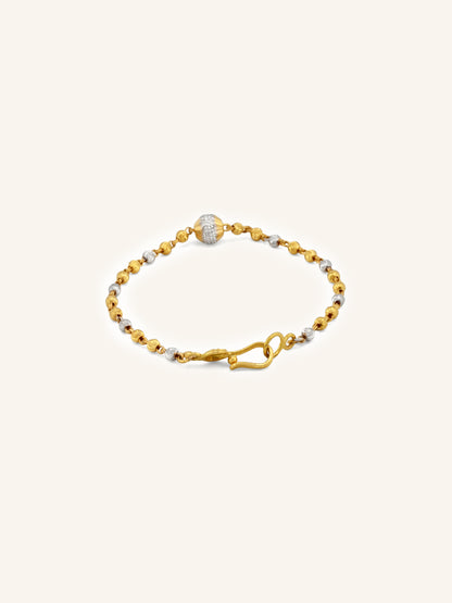 22ct Gold Two Tone Ball Baby Bracelet
