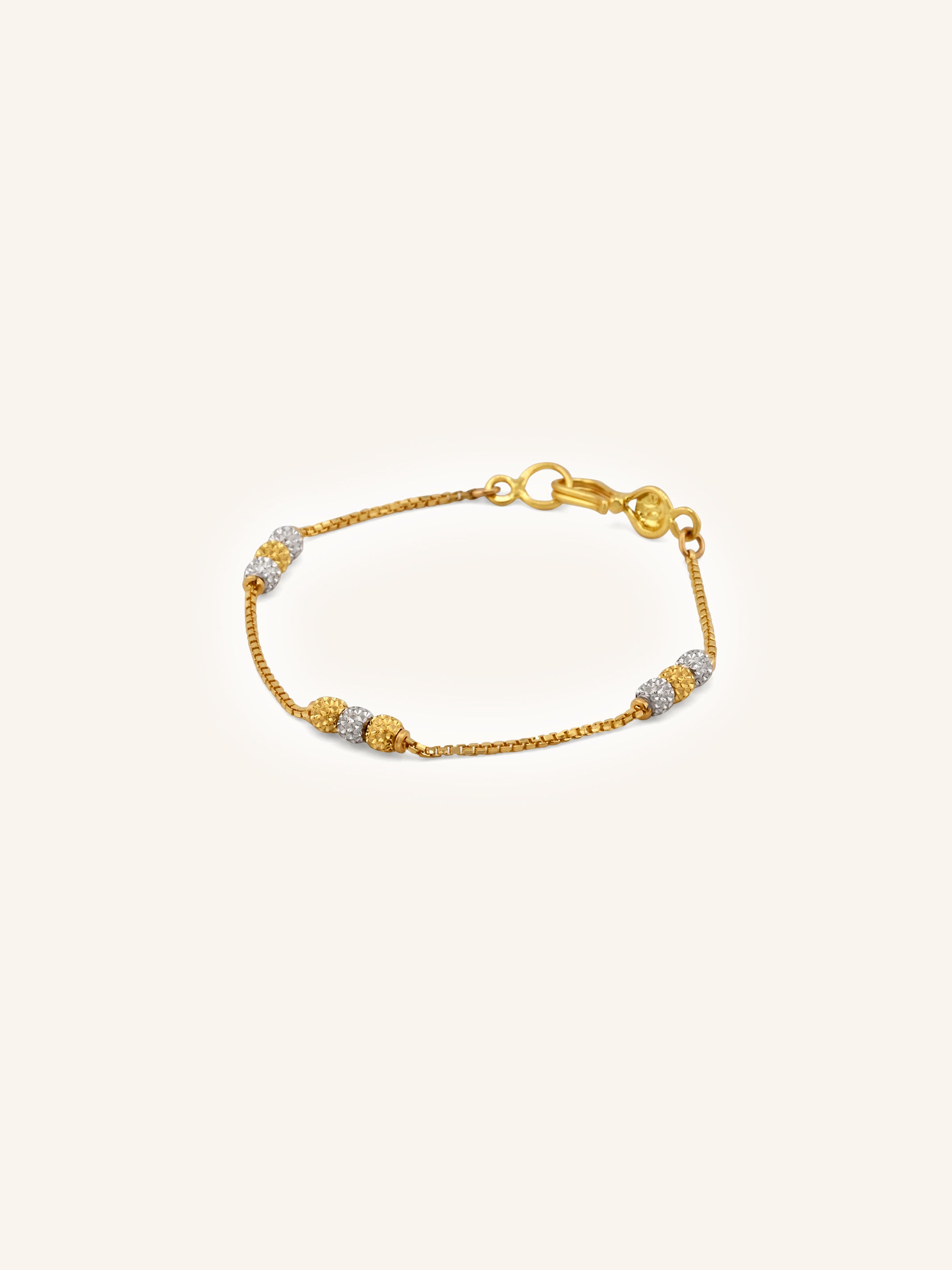 22ct Gold Two Tone Ball Baby Bracelet