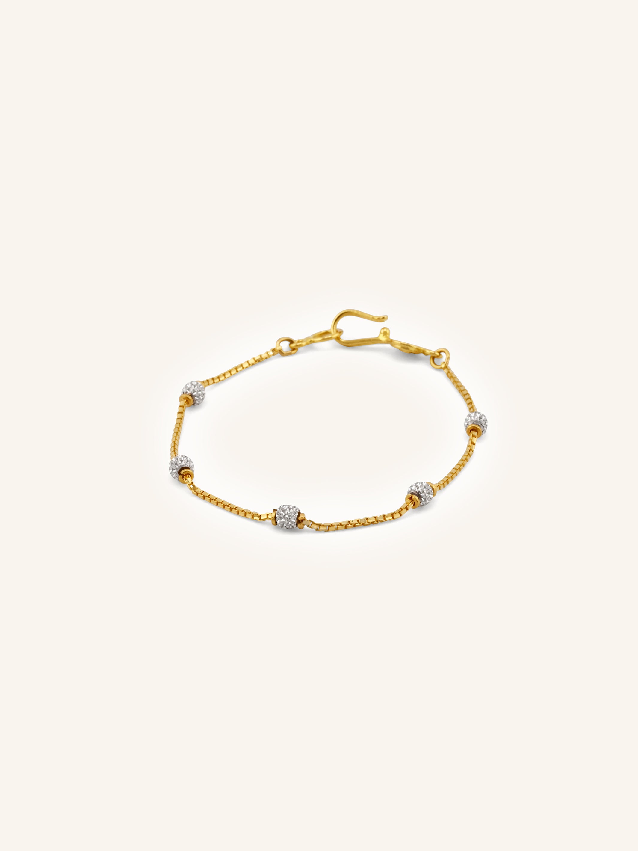 22ct Gold Two Tone Ball Baby Bracelet