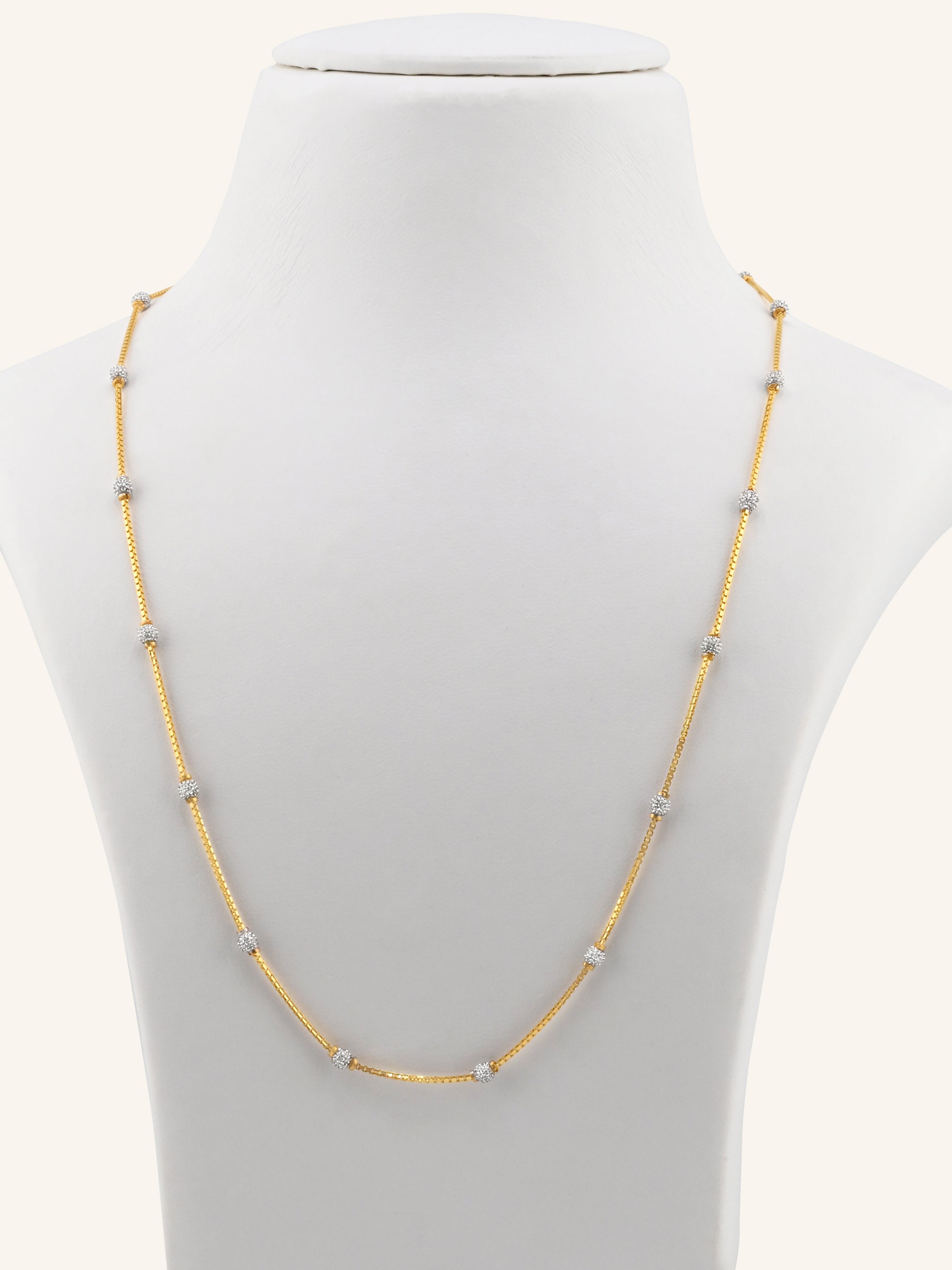 22ct Gold Two Tone Ball Chain - 50 cm